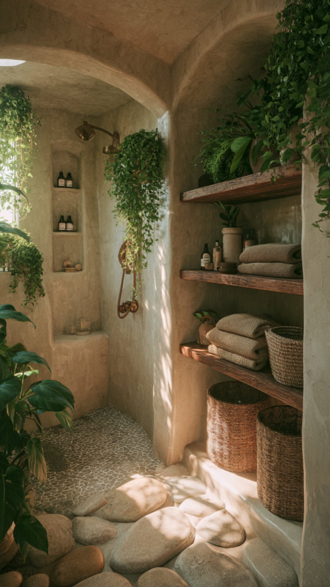 Boho Bathroom with Green Accents