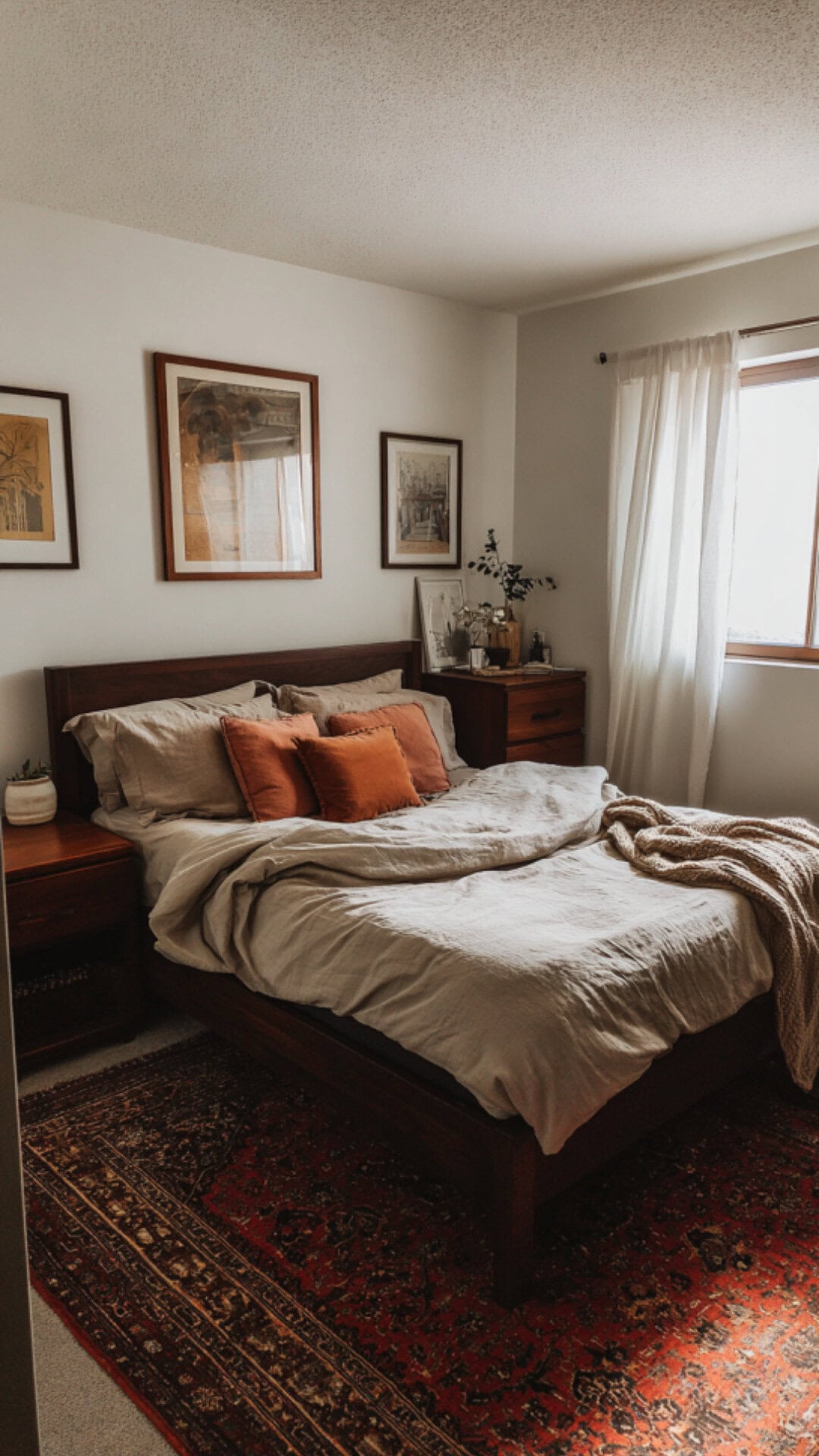 Earthy Bedroom with Rich Dark Wood Elements