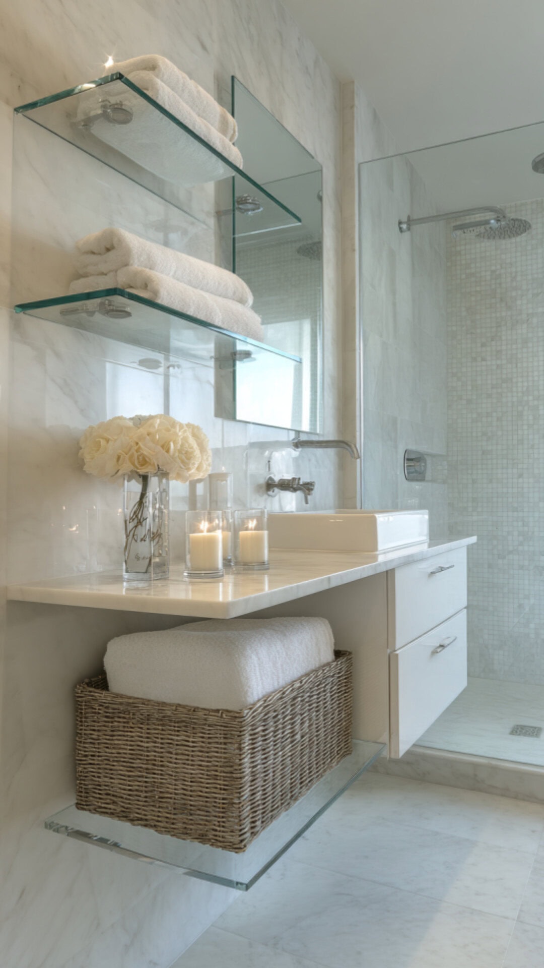 Glass Bathroom Shelves for Airy Elegance
