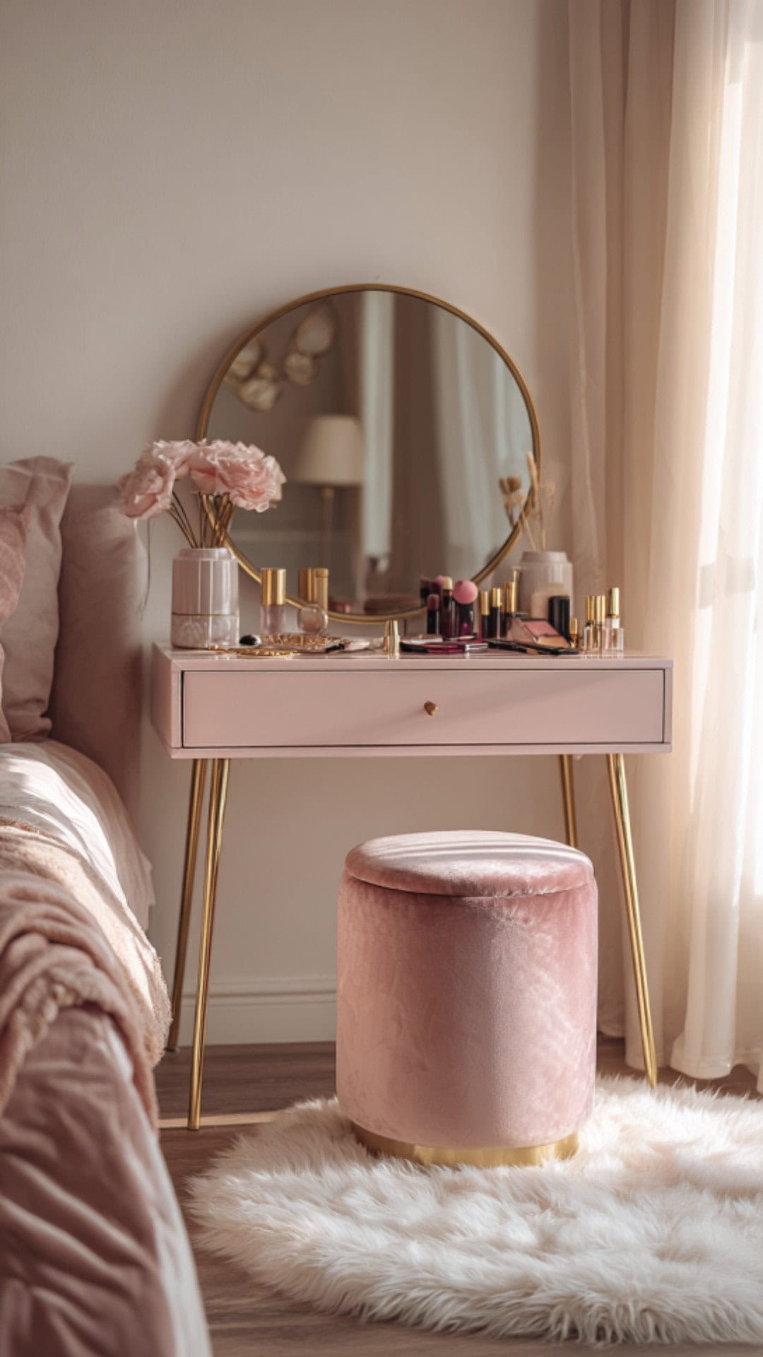 Pink Vanity for Bedroom with Soft Feminine Touch