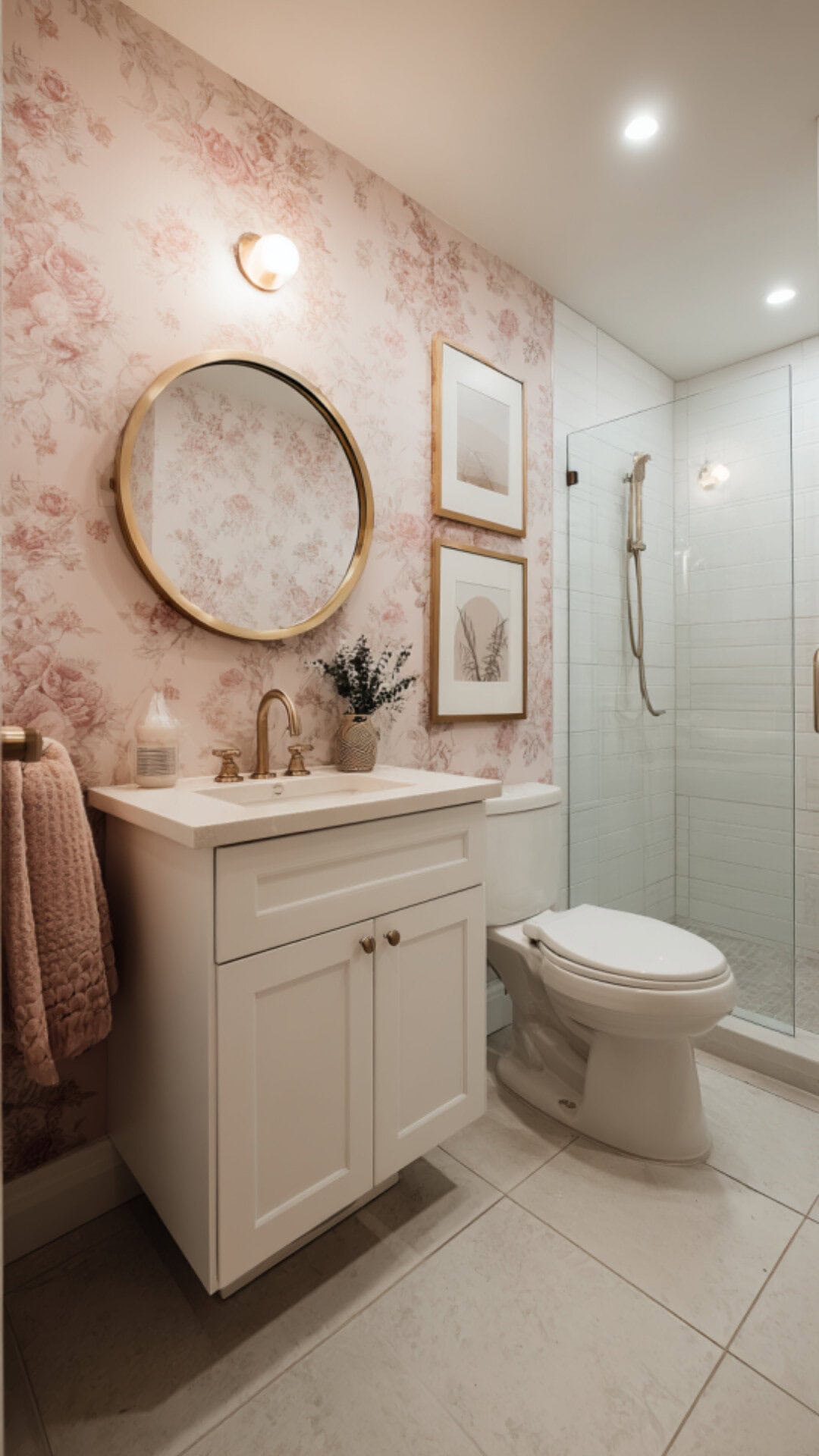 Guest Bathroom with Bold Wallpaper Ideas