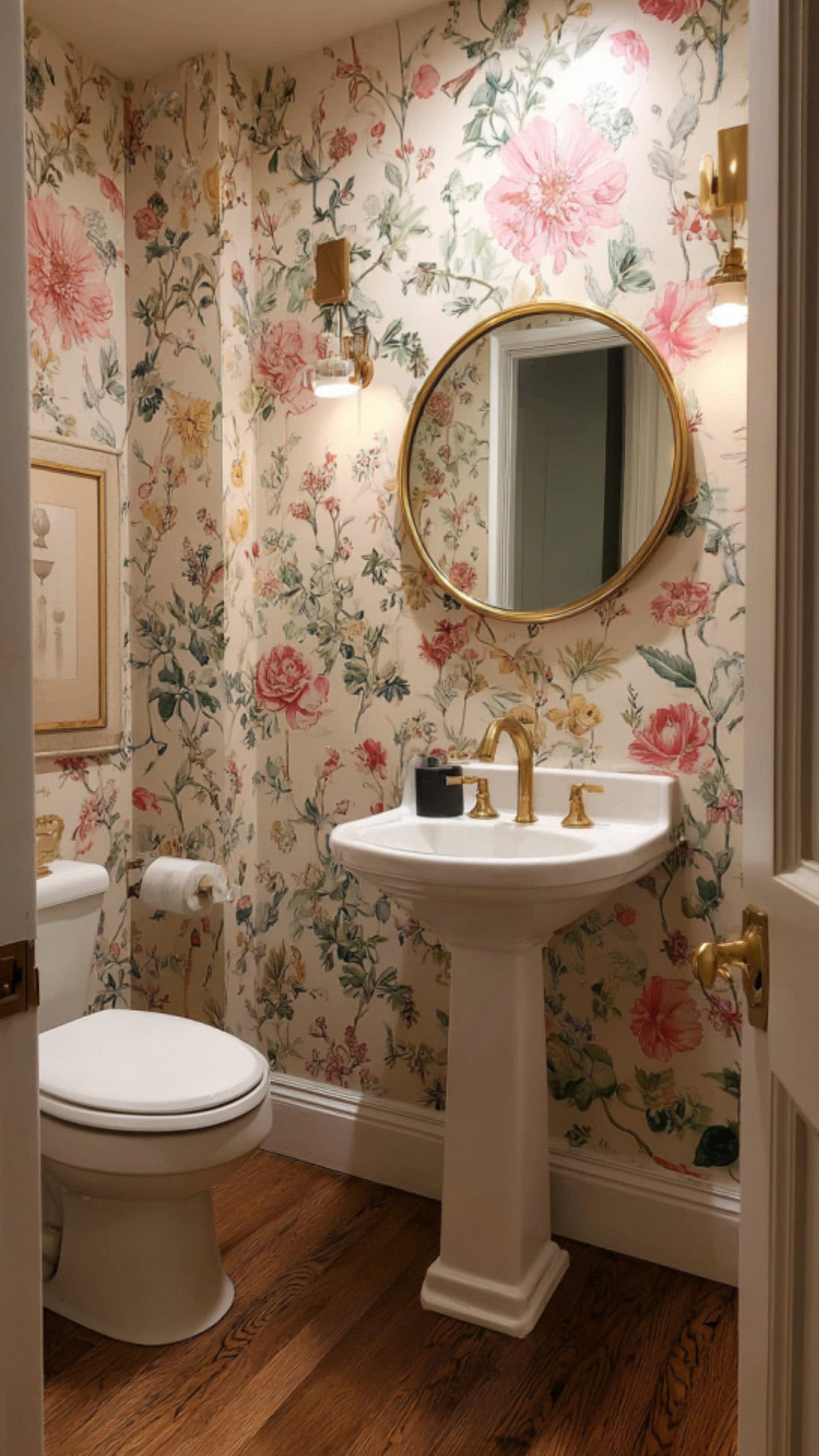 Half Bathroom with Statement Wallpaper