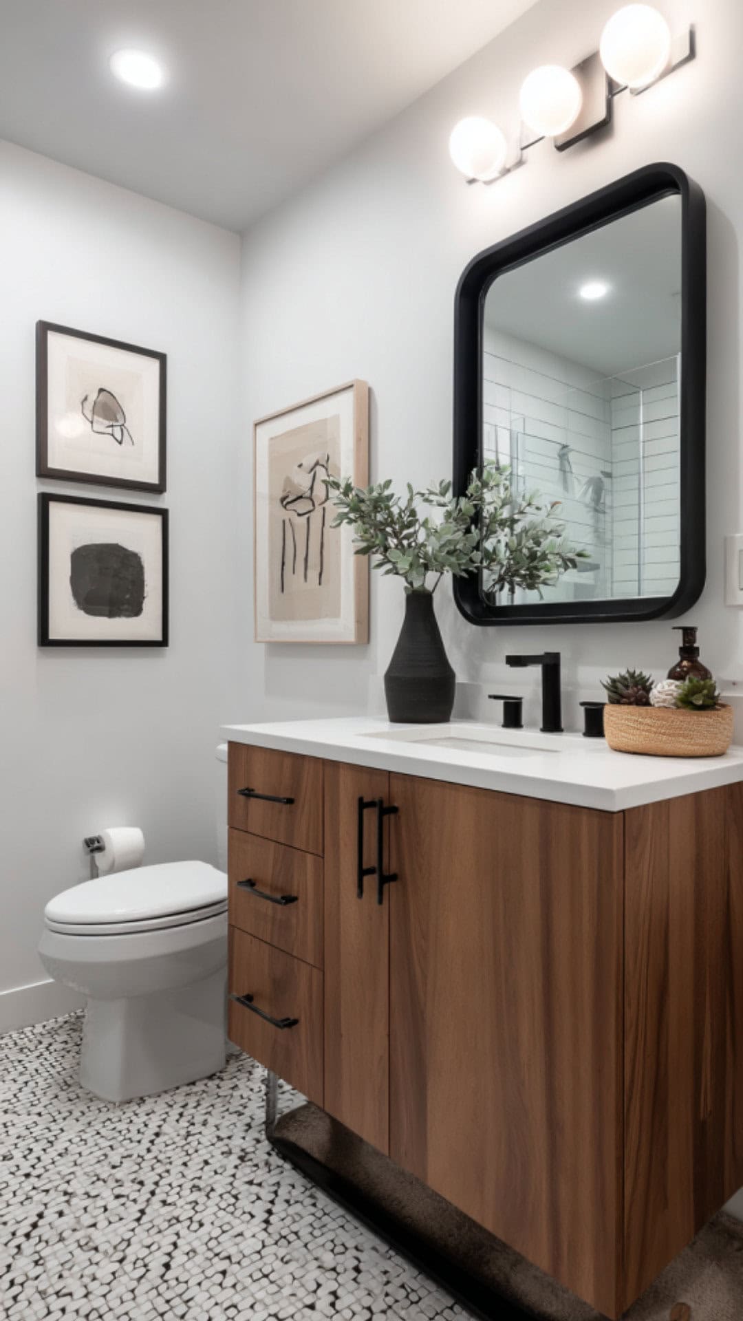 Bathroom Vanity with Lighting Over the Mirror