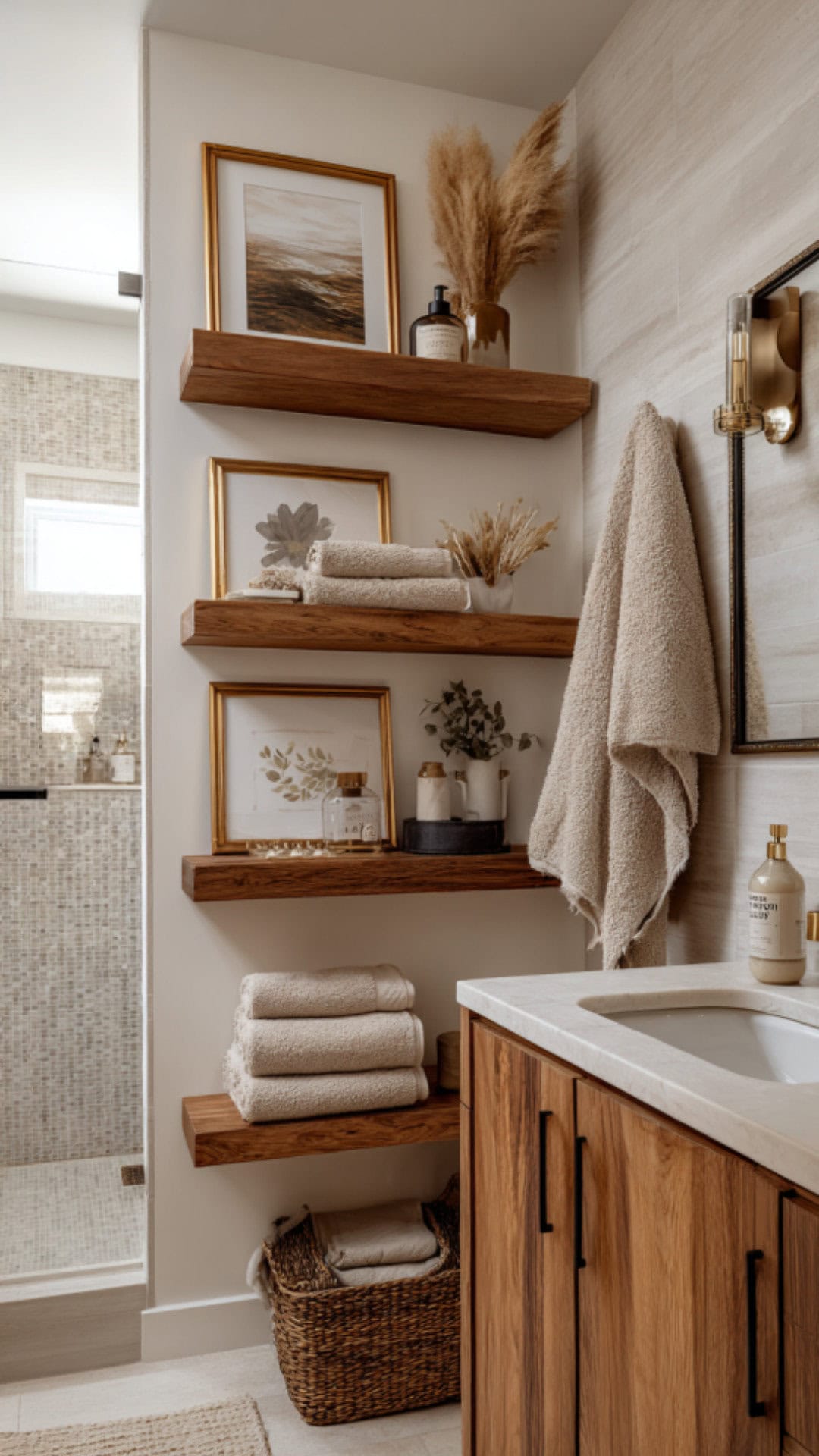 Bathroom Shelves With Styled Decor