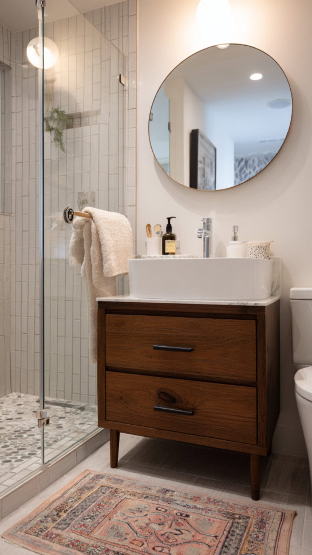 Small Bathroom with Vertical Cabinet Storage