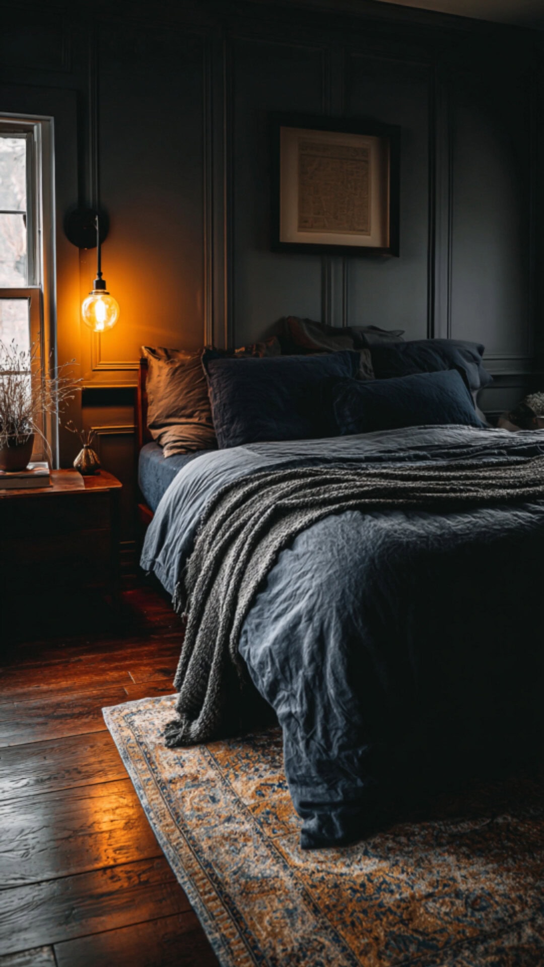 dark and cozy bedroom