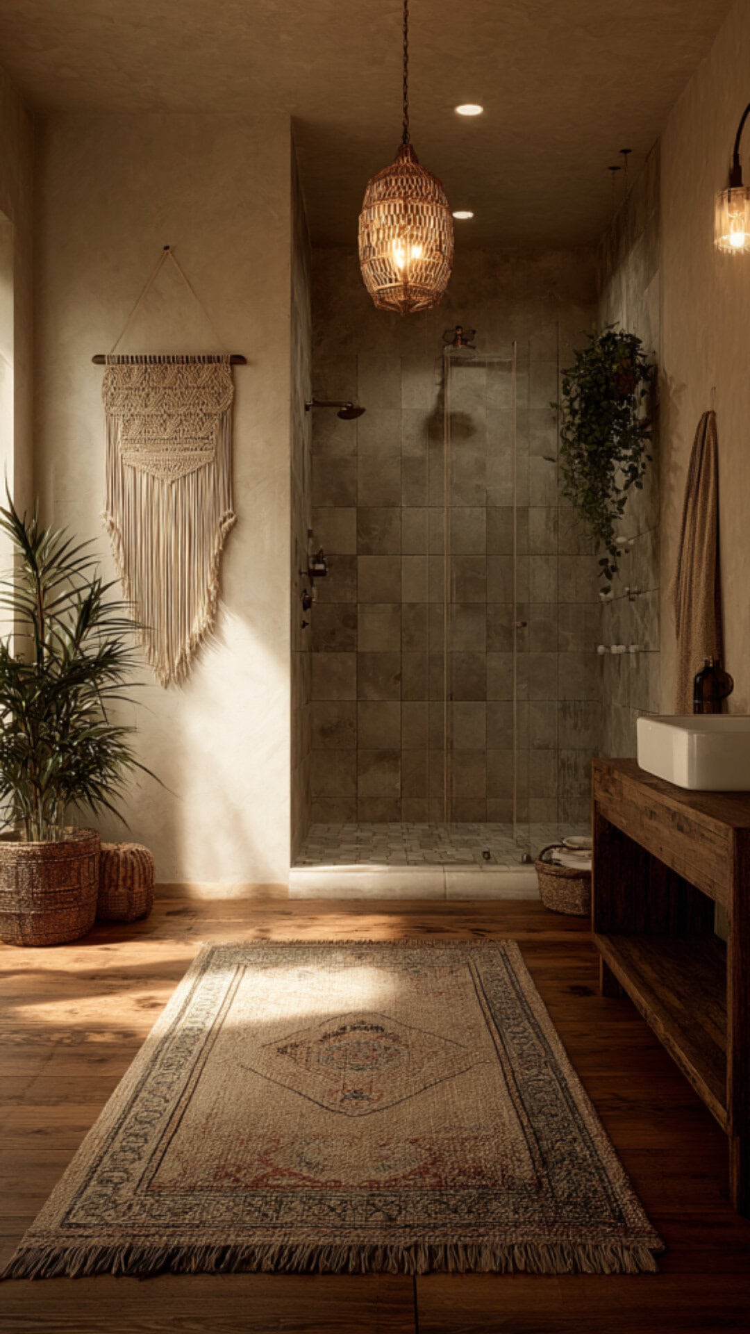 Boho Bathroom Rug Idea