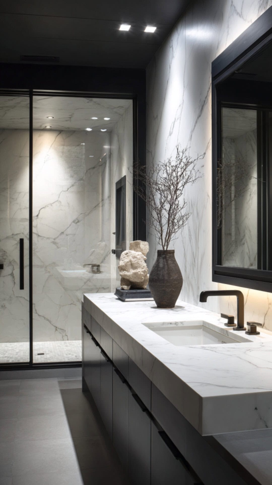 Modern Bathroom Styled in Black and White