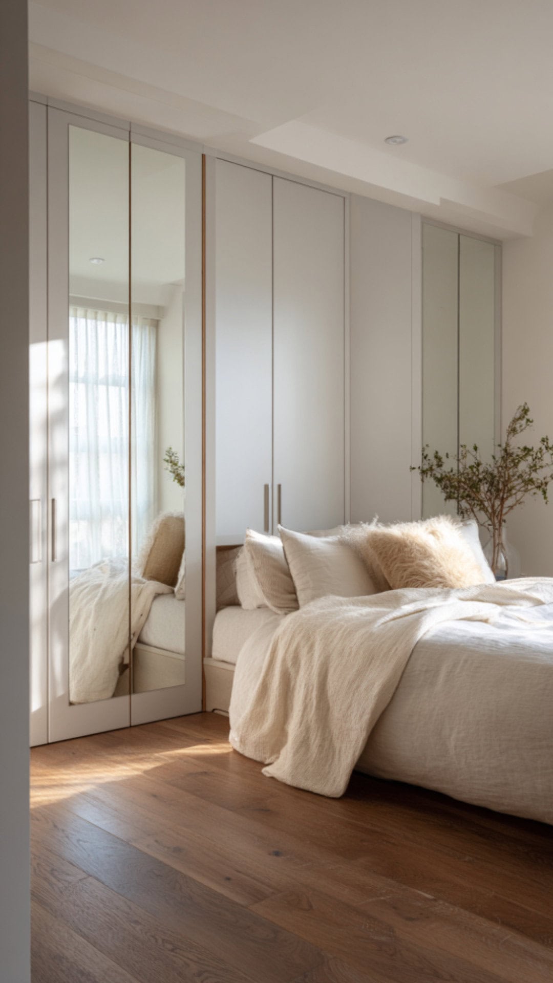 wardrobe with mirror panels in the bedroom