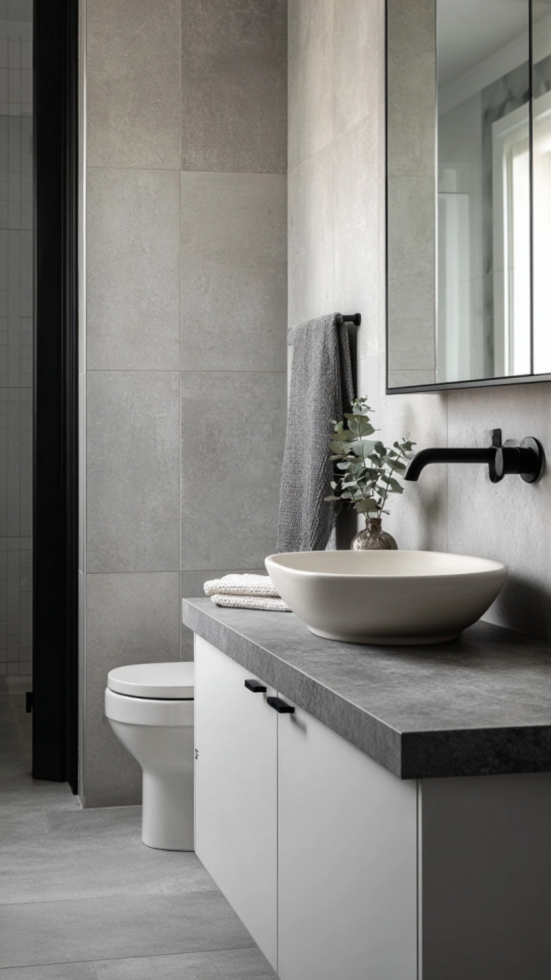 Grey and White Bathroom with Soft Contrast