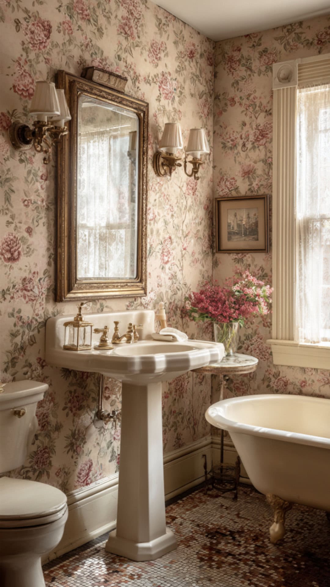 Vintage Bathroom Wallpaper Charm