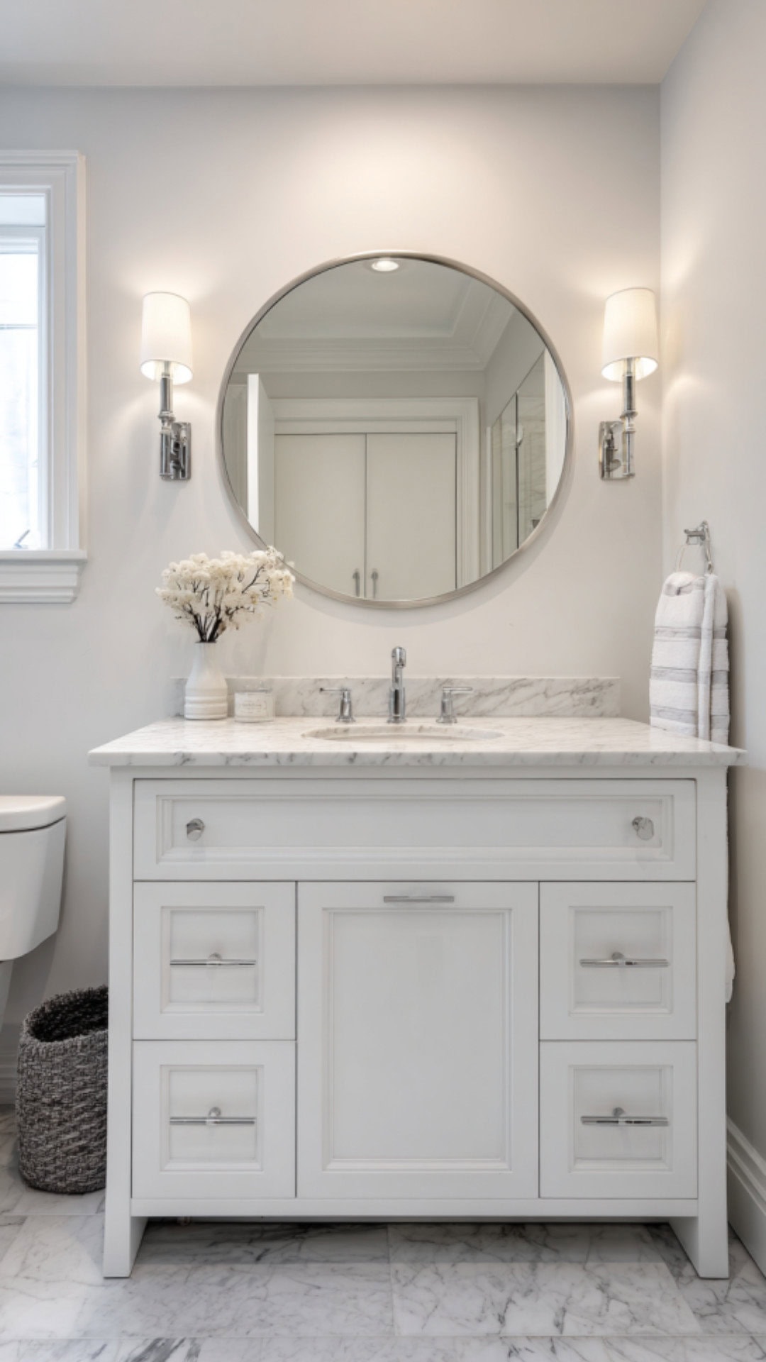 White Bathroom Vanity with Sleek Design