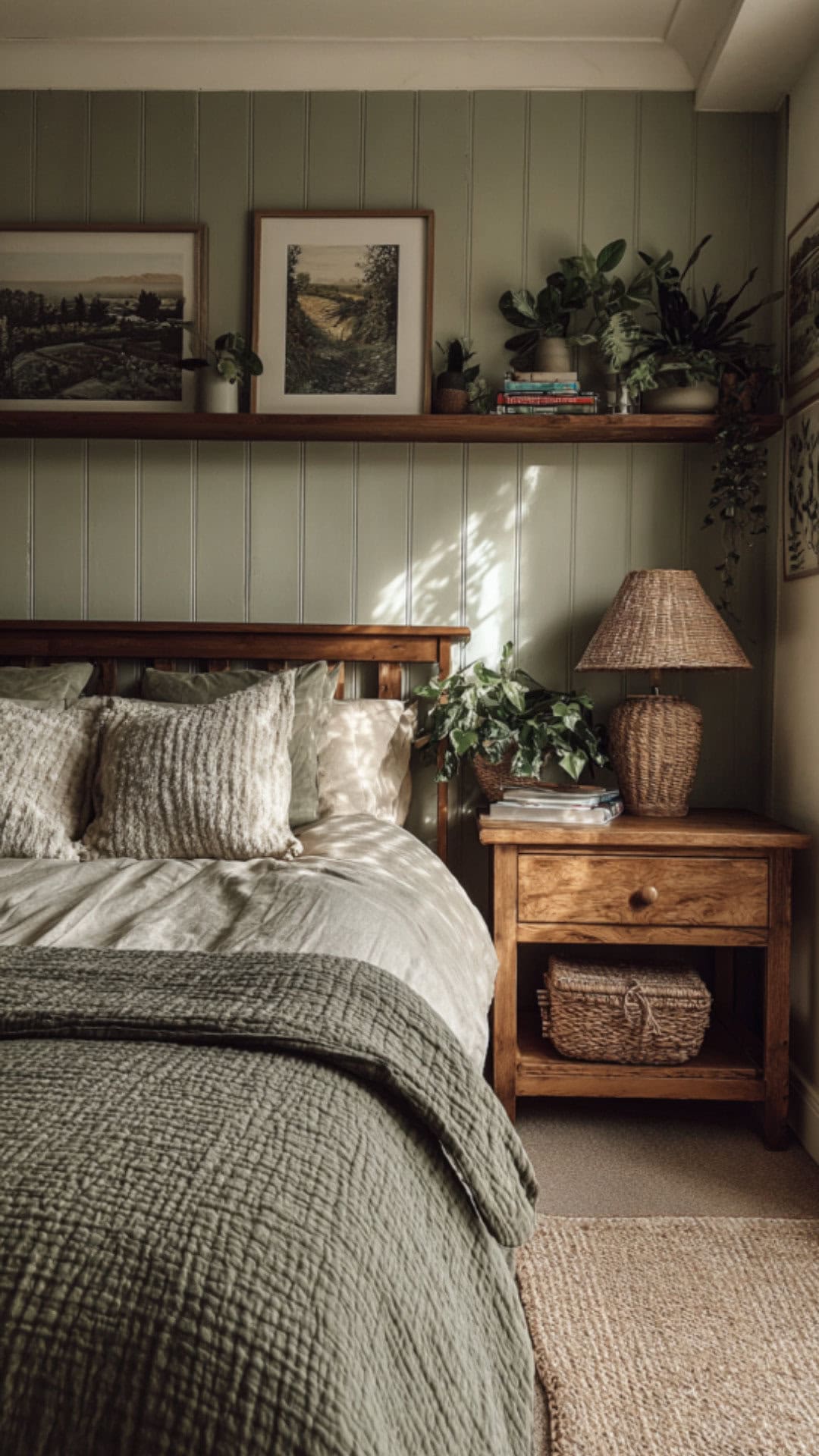 Green Earthy Bedroom with Botanical Accents