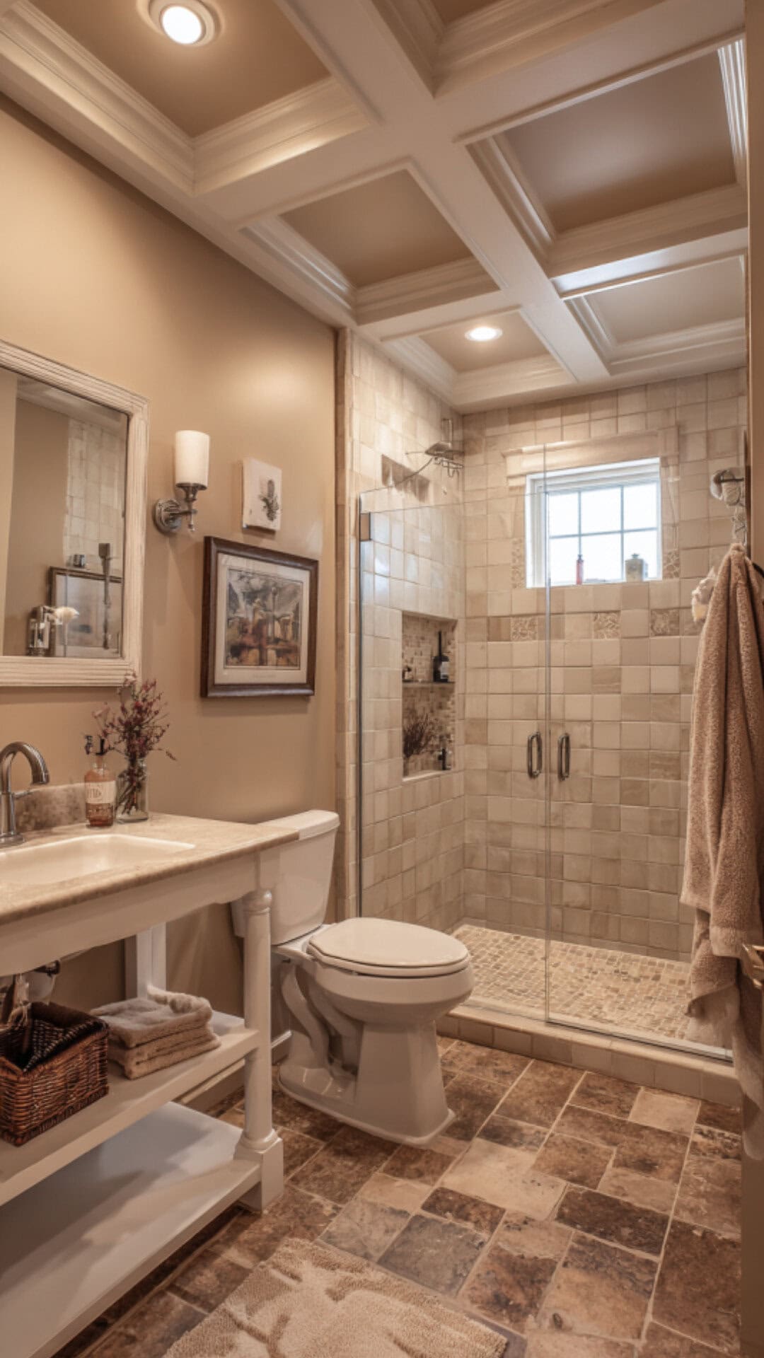 Small Bathroom with Statement Ceiling Design
