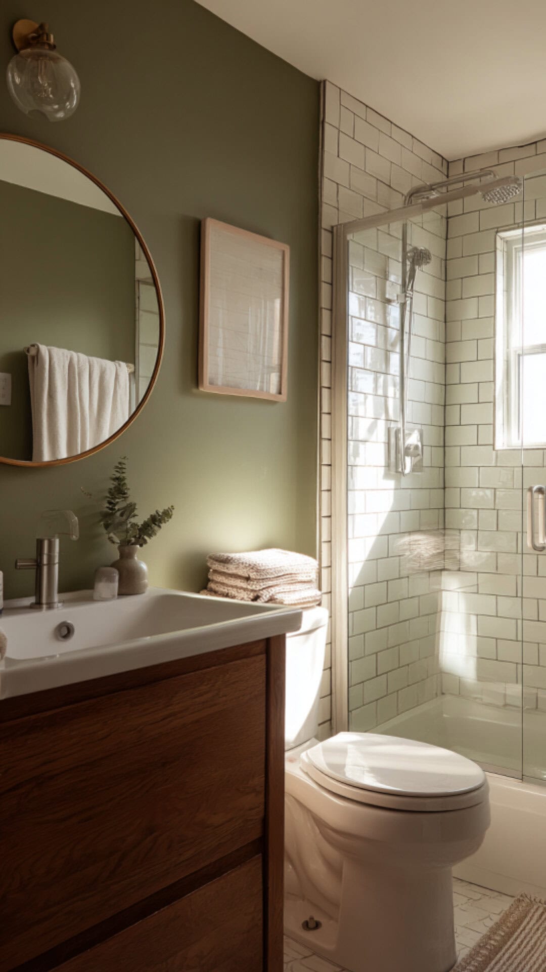 Green Bathroom with a Fresh Paint Finish