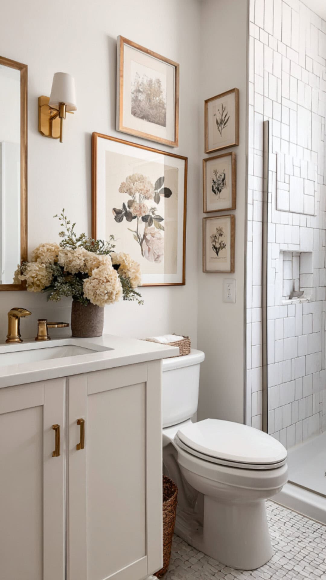 Guest Bathroom Featuring Framed Wall Art