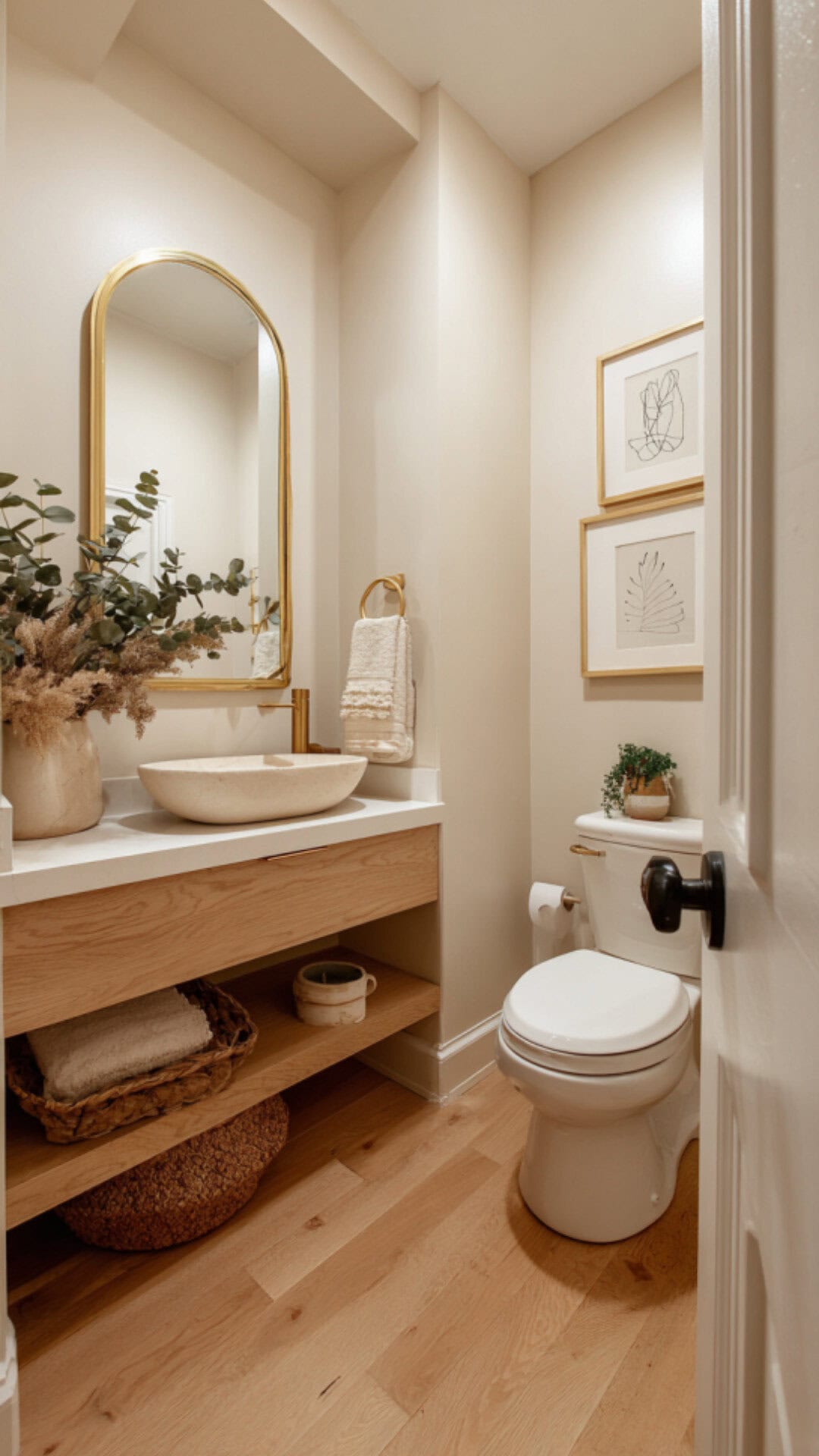 Aesthetic Half Bathroom in Soft Neutrals