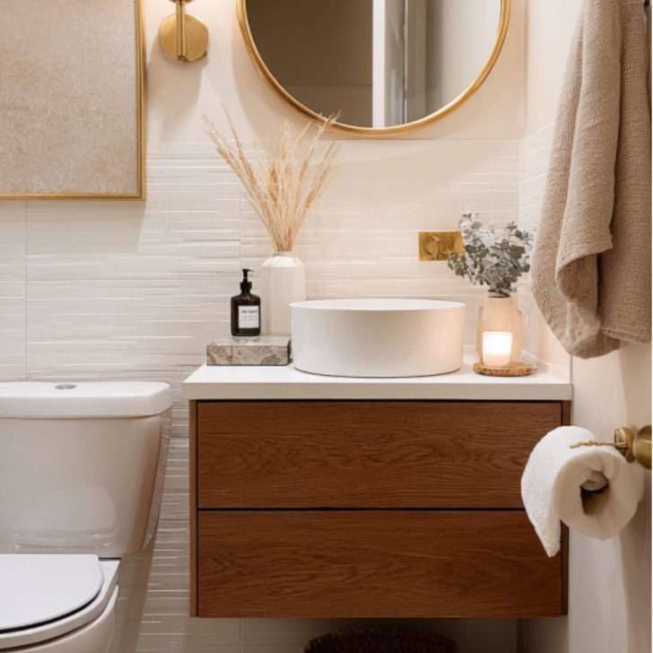 Aesthetic Bathroom Vanity with Soft Neutrals