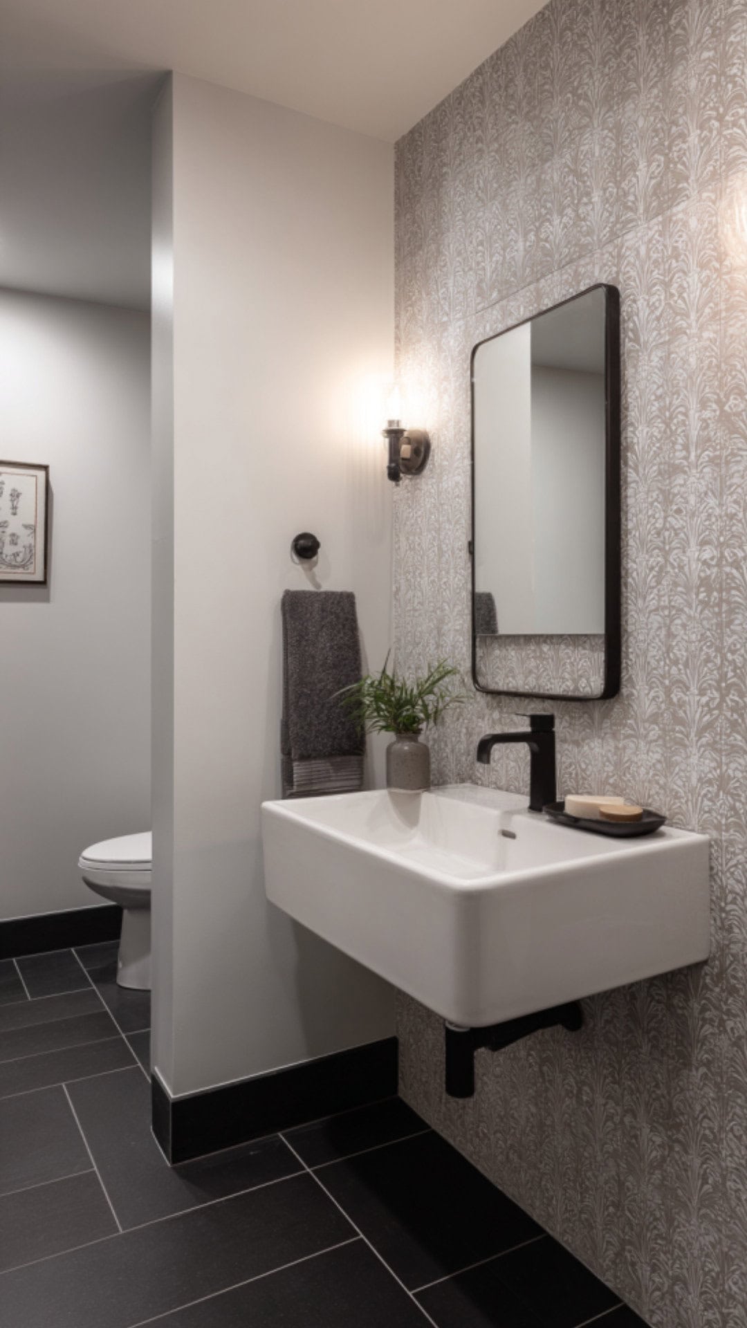 Bathroom Wallpaper Accent Wall Concept