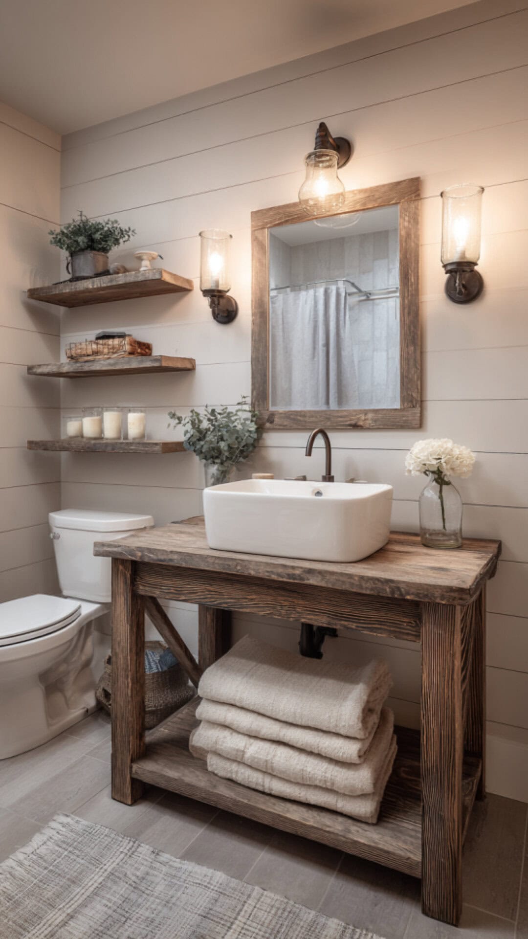 Cozy Farmhouse Bathroom With Rustic Touches