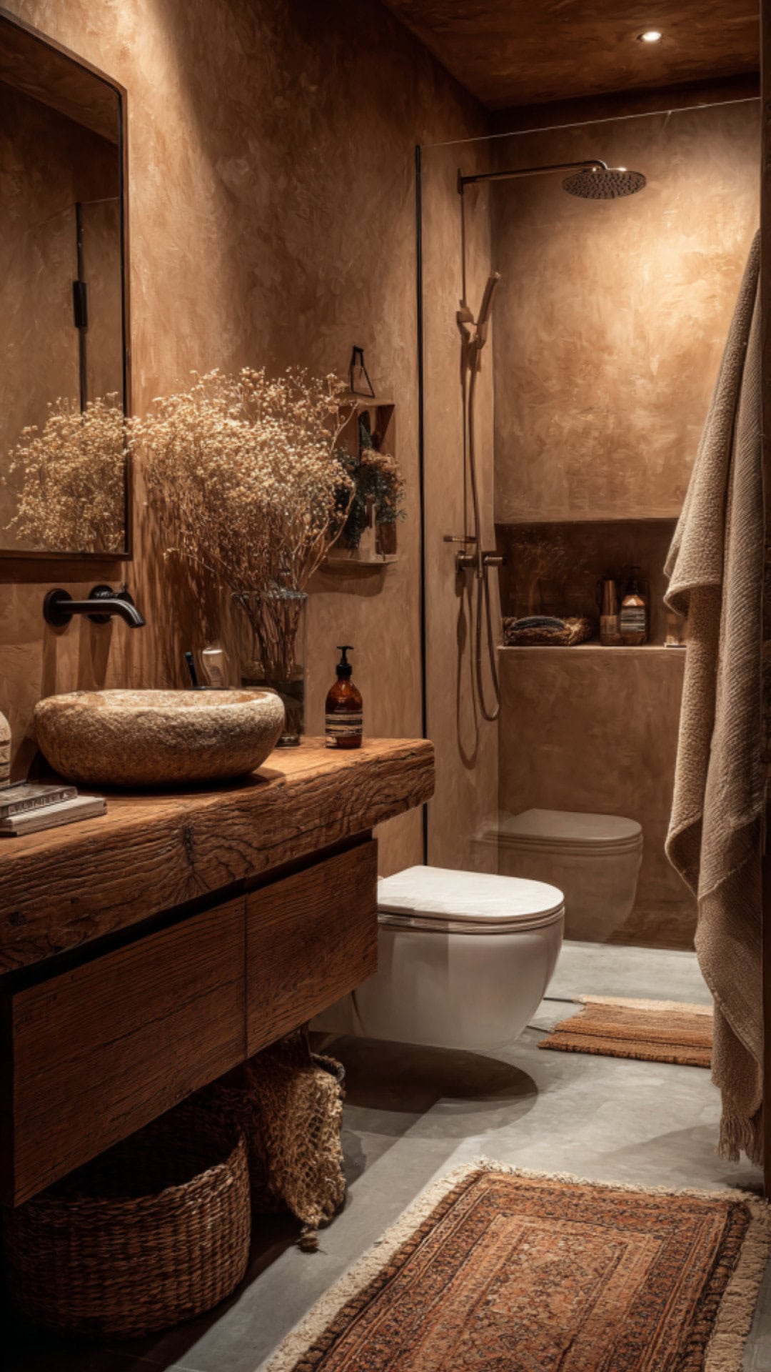 Earthy Small Bathroom with Natural Materials