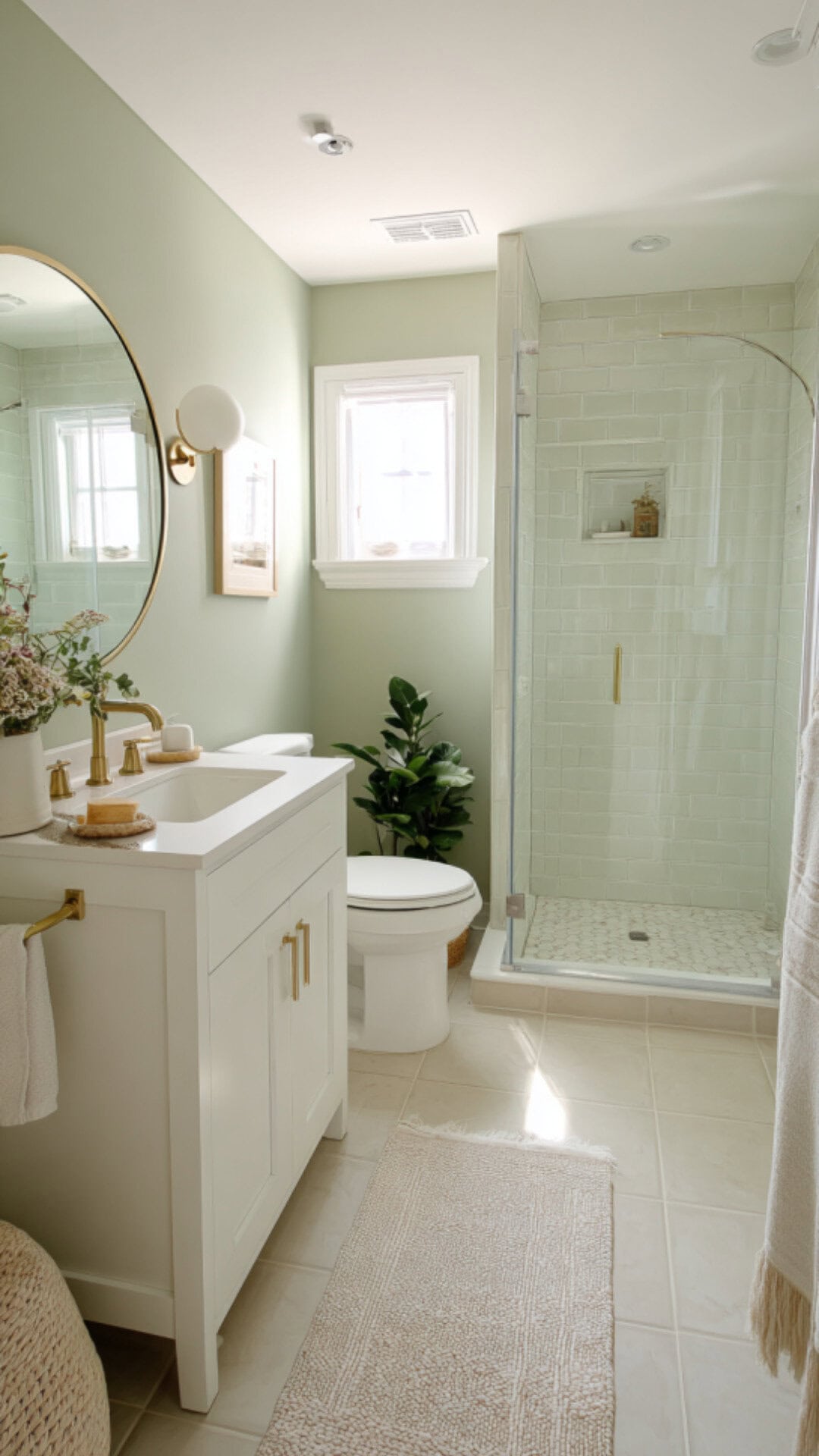 Aesthetic Green Bathroom with Minimalist Charm