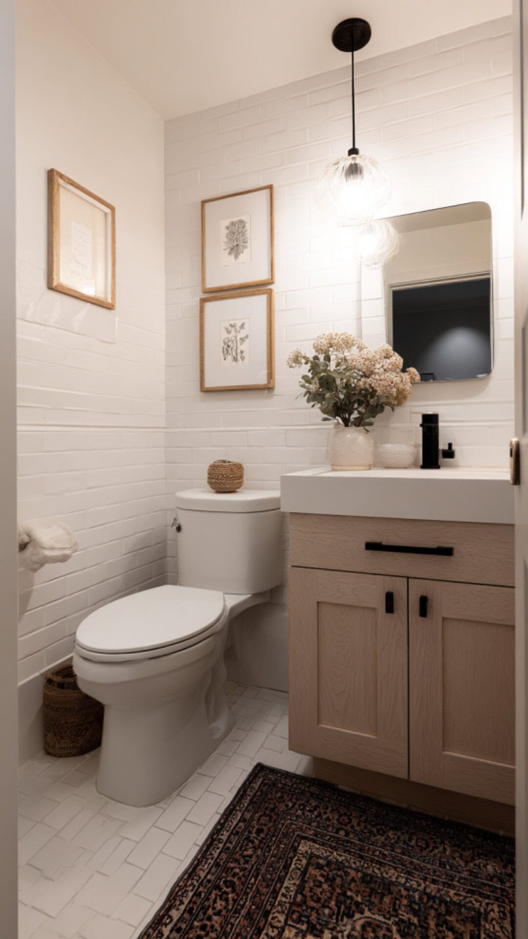 Half Bathroom with Wall Art and Charm