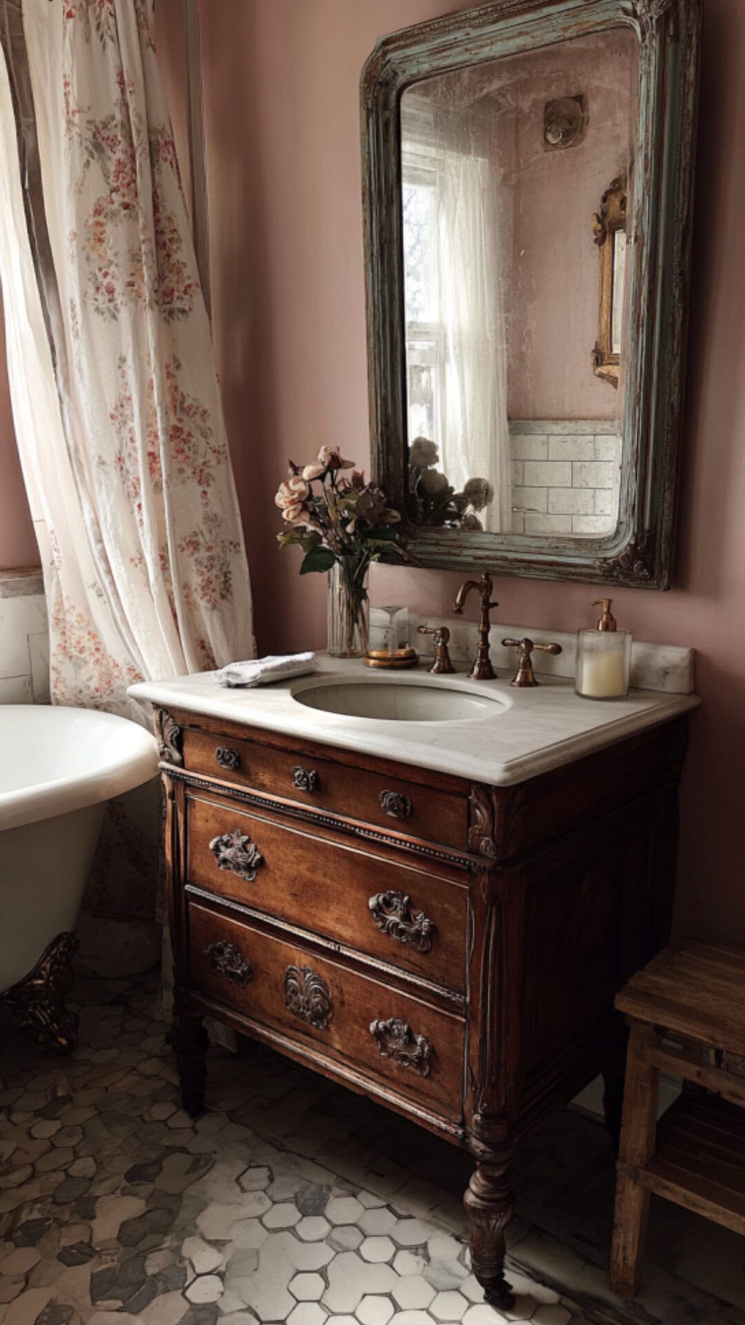 Antique Bathroom Vanity in a Vintage Setting
