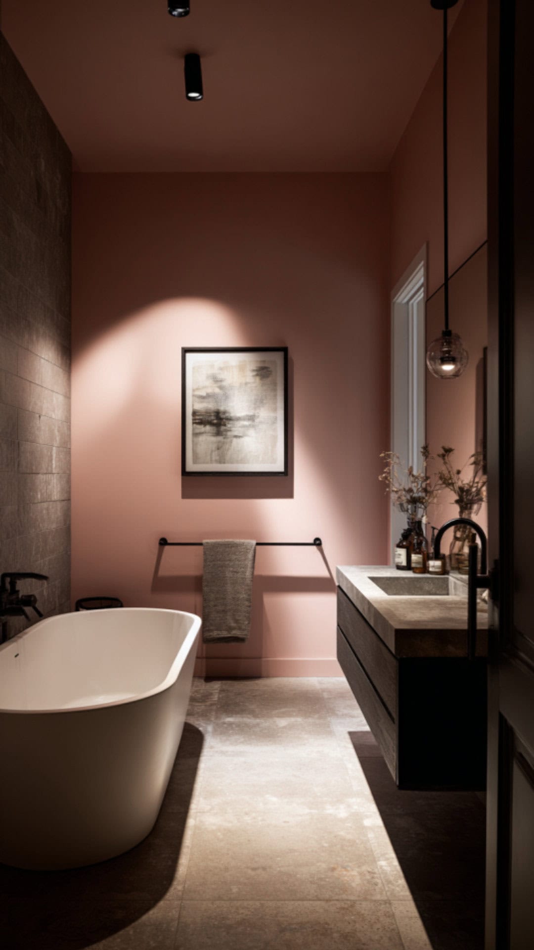 Pink Bathroom with Black Fixtures