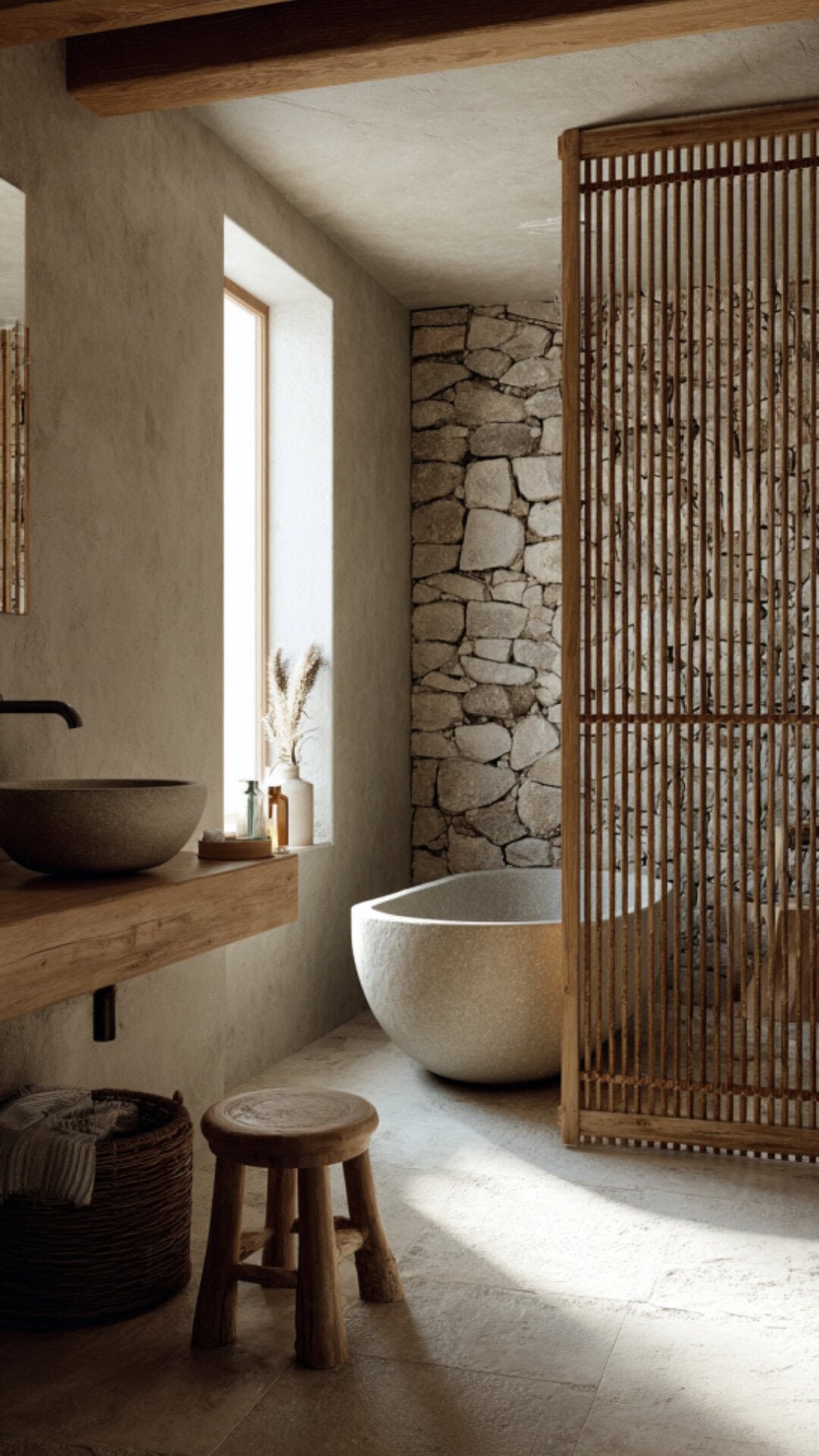 Japandi Bathroom Bathtub Tranquility