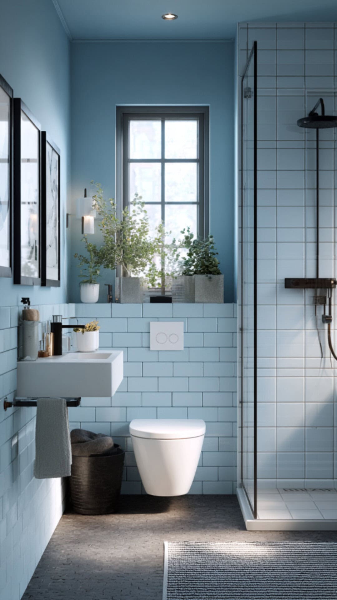 Aesthetic Blue Bathroom Look