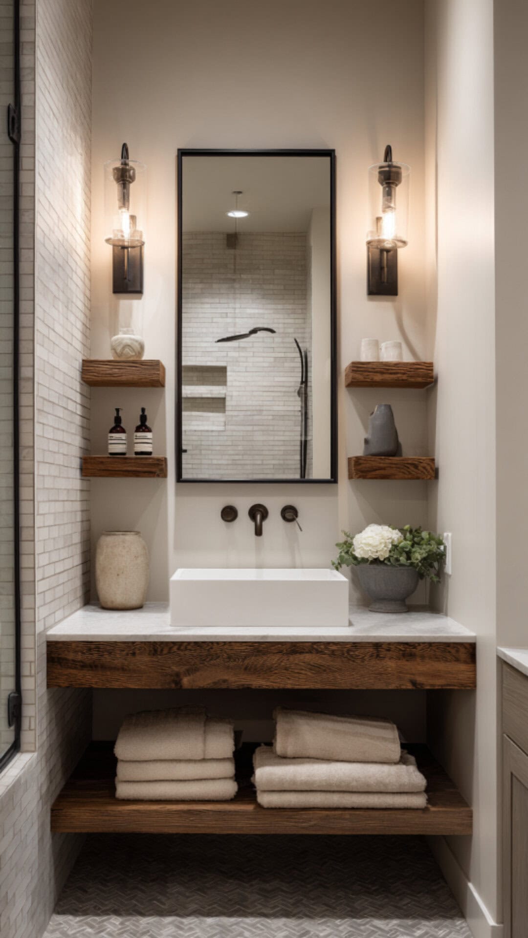  Bathroom Shelves Around the Mirror