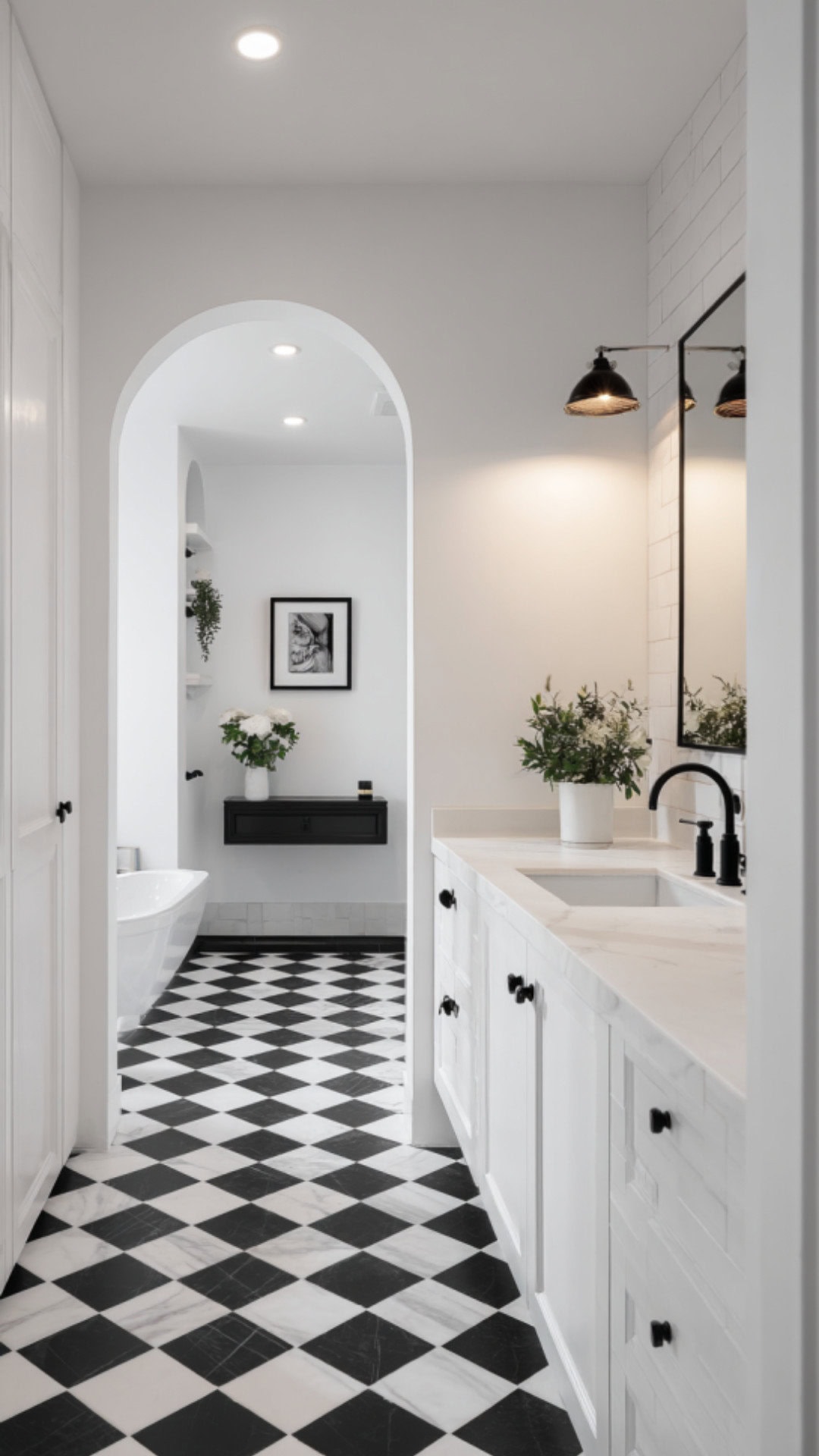 Black and White Bathroom with Bold Balance
