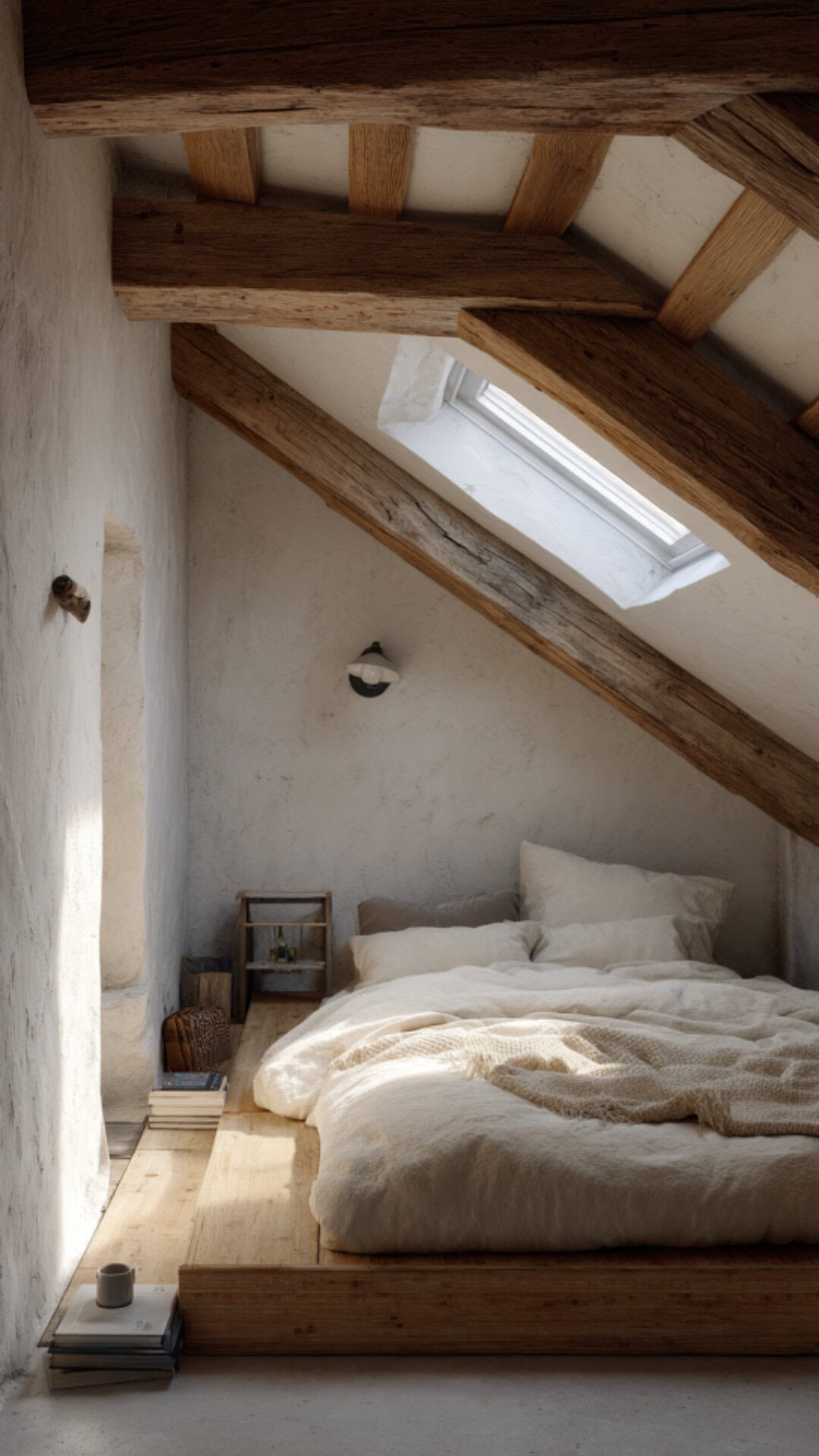 minimalist attic bedroom setup
