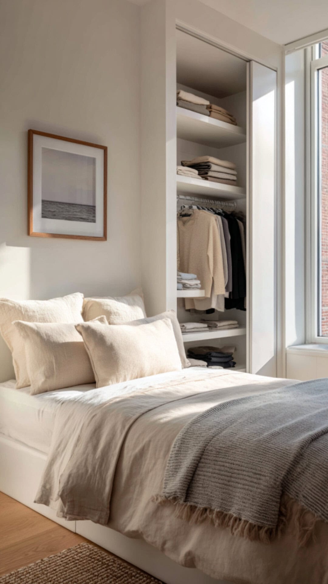 small bedroom with built-in wardrobe