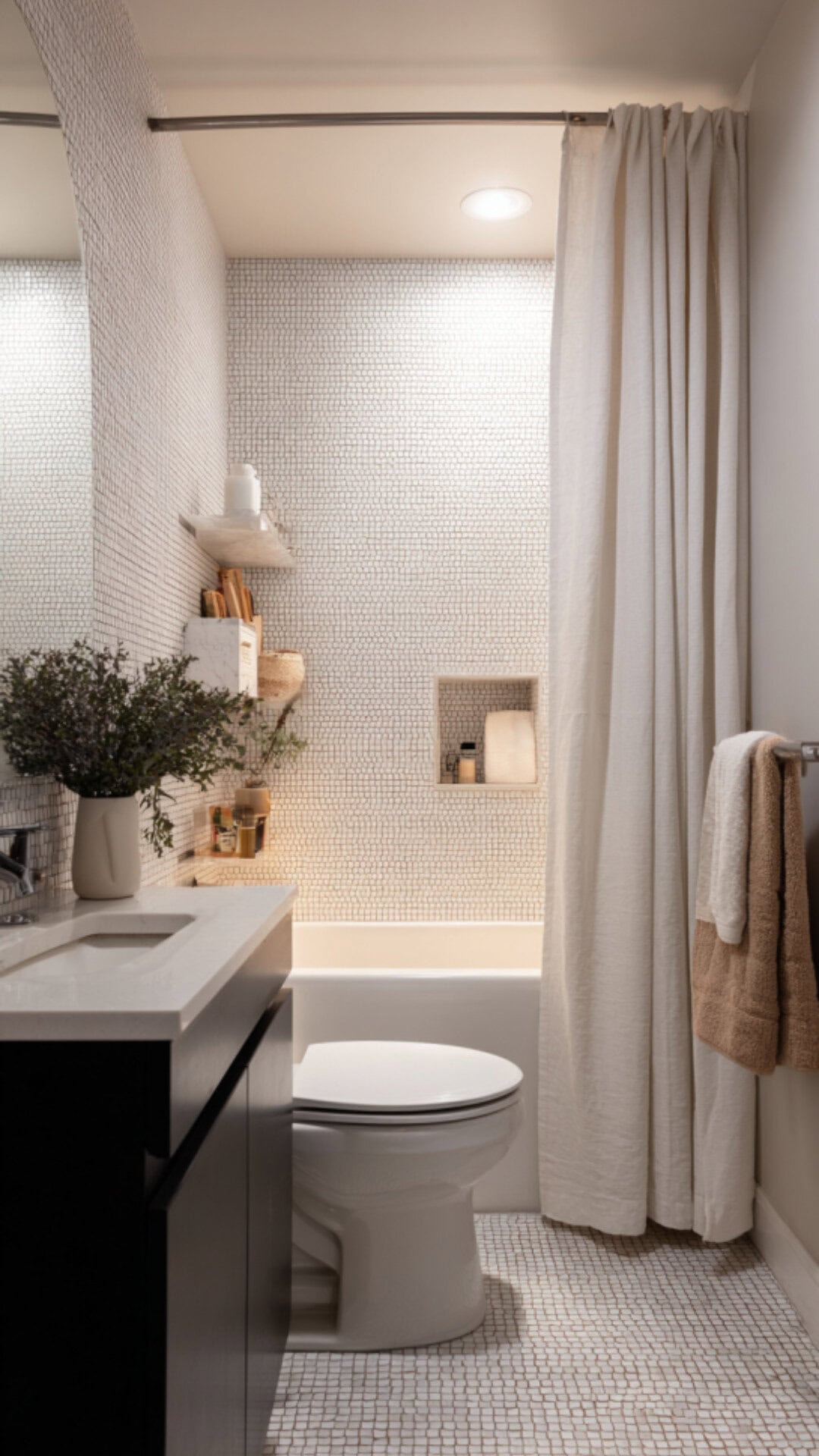 Small Bathroom with a Compact Bathtub Layout