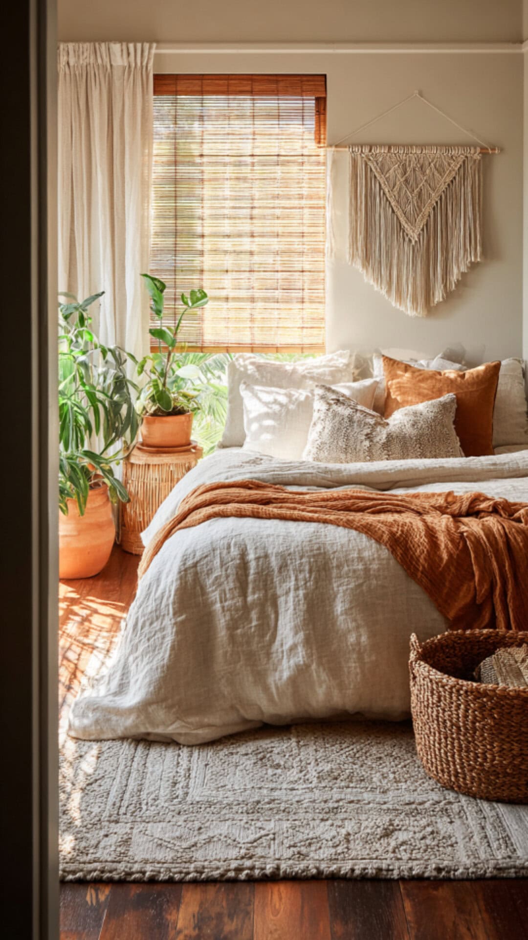 cozy boho-themed bedroom
