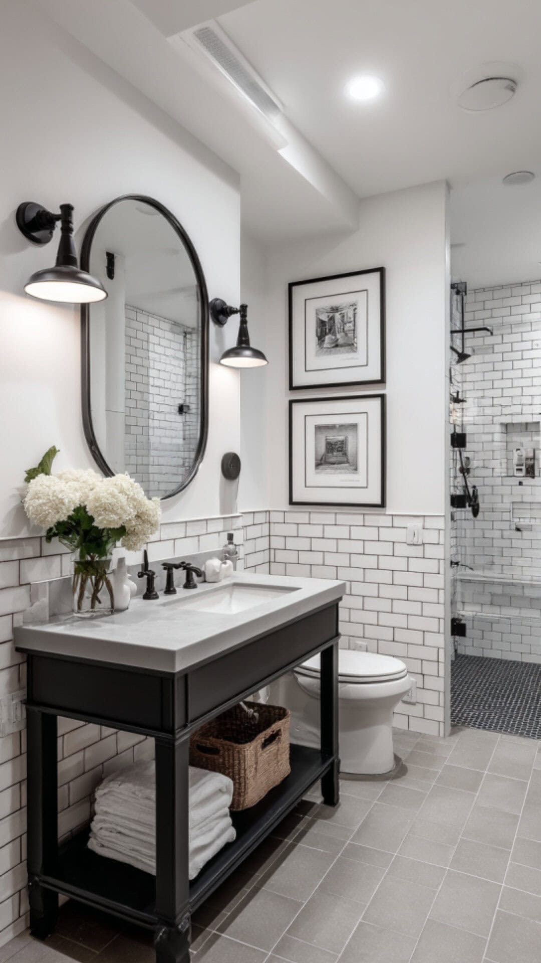 Black and White Bathroom Wallpaper Idea
