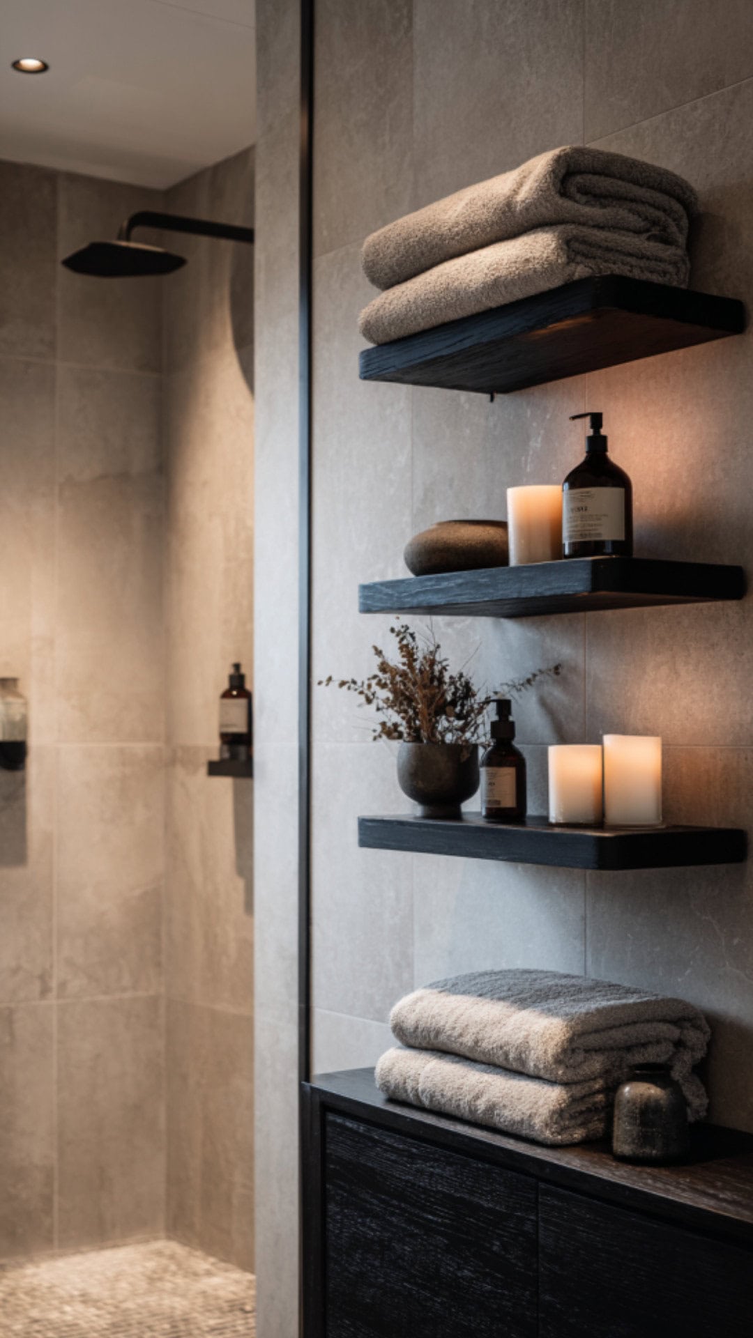 Bathroom Shelves in Black Finish
