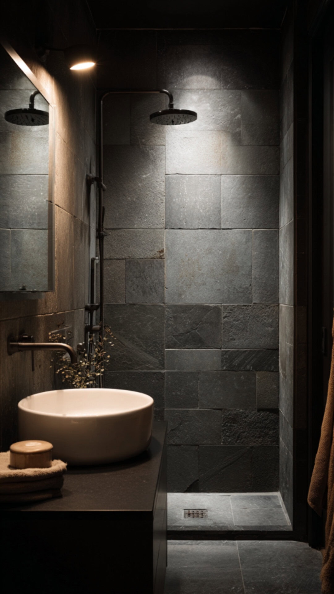 Dark Minimalist Bathroom