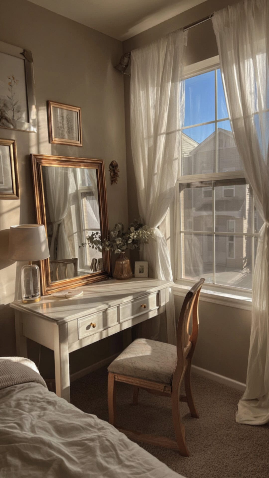 Bedroom Vanity Positioned in Front of Window