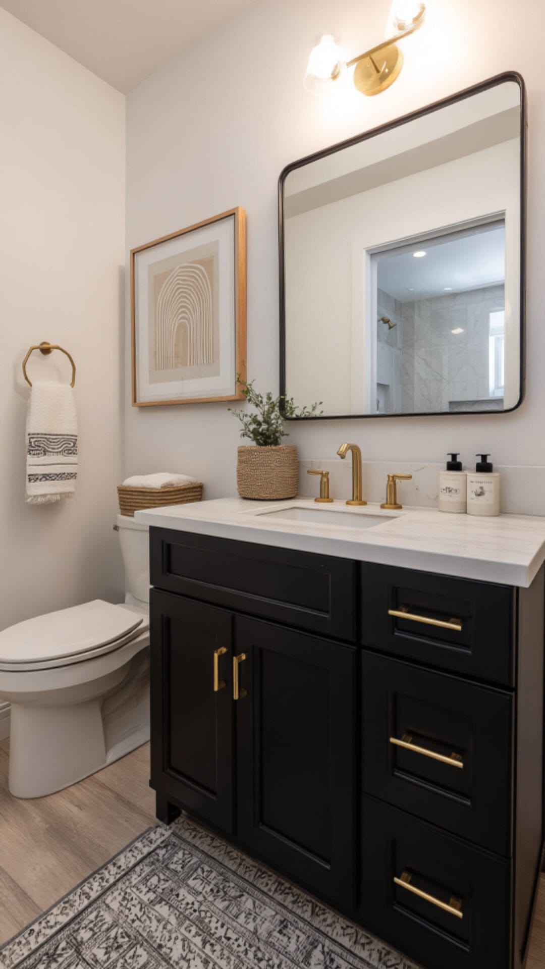Black Bathroom Vanity in a Modern Setup