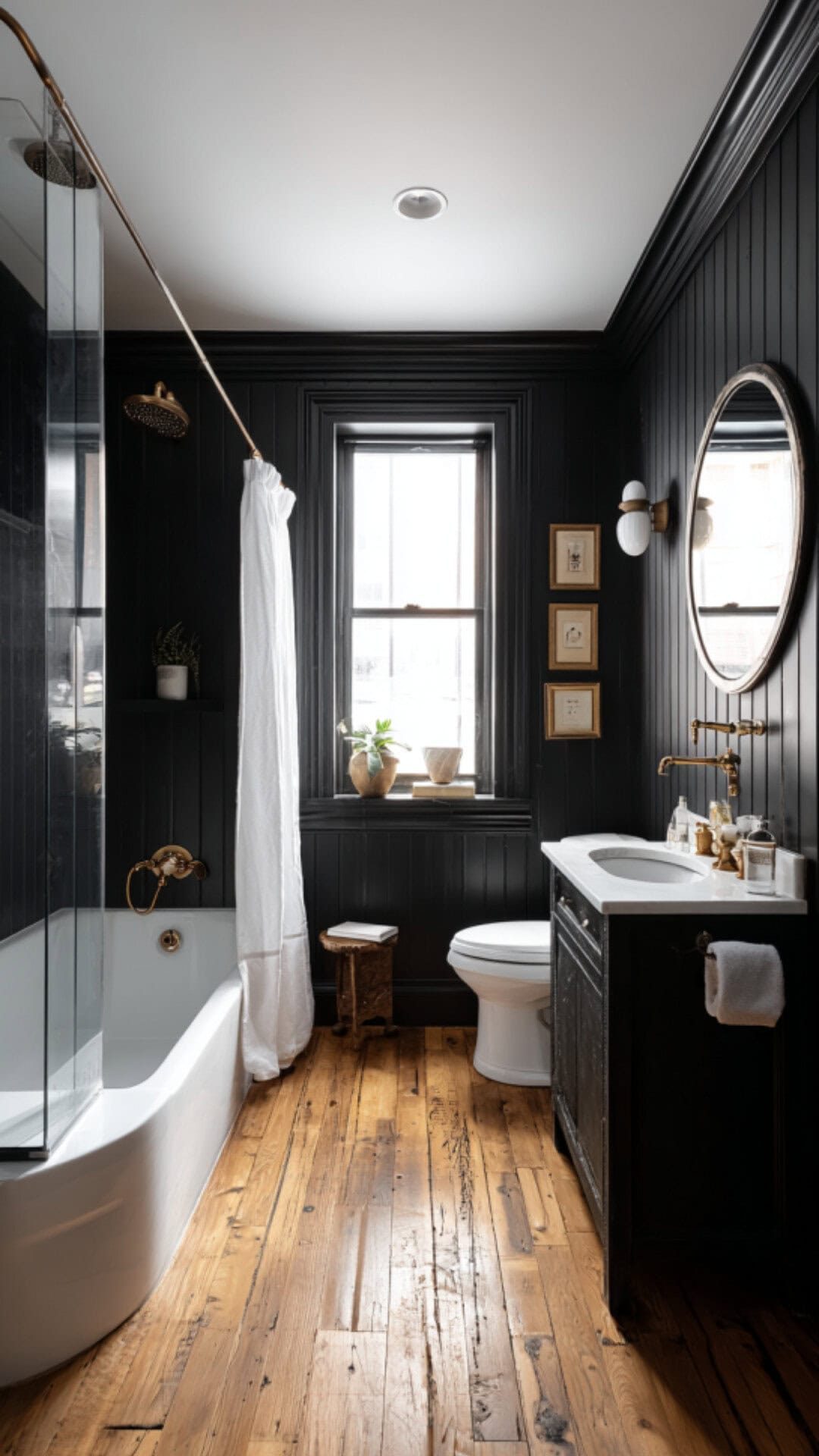 Black Bathroom with Classic Board and Batten