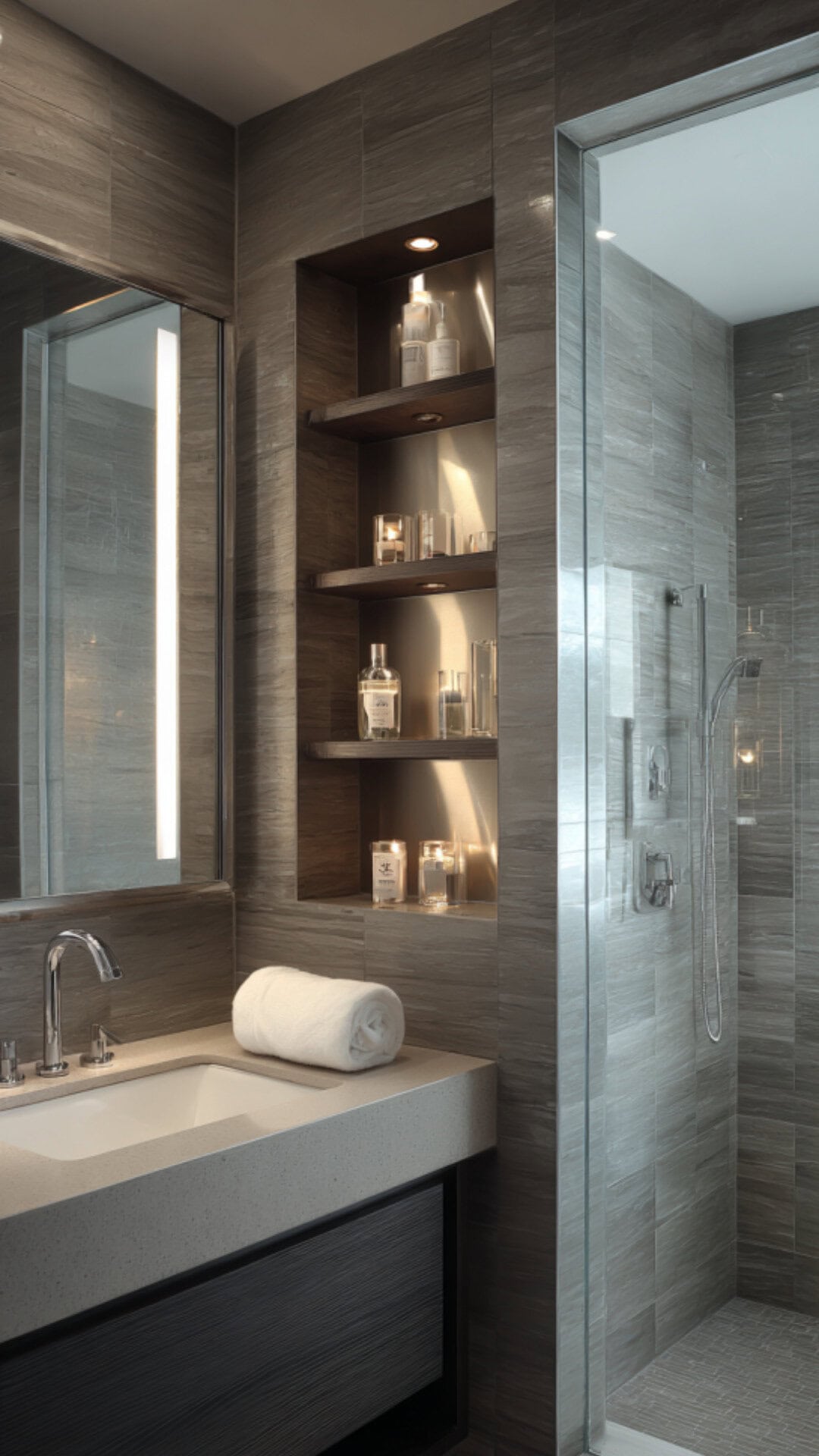 Bathroom Shelves Built Into the Wall