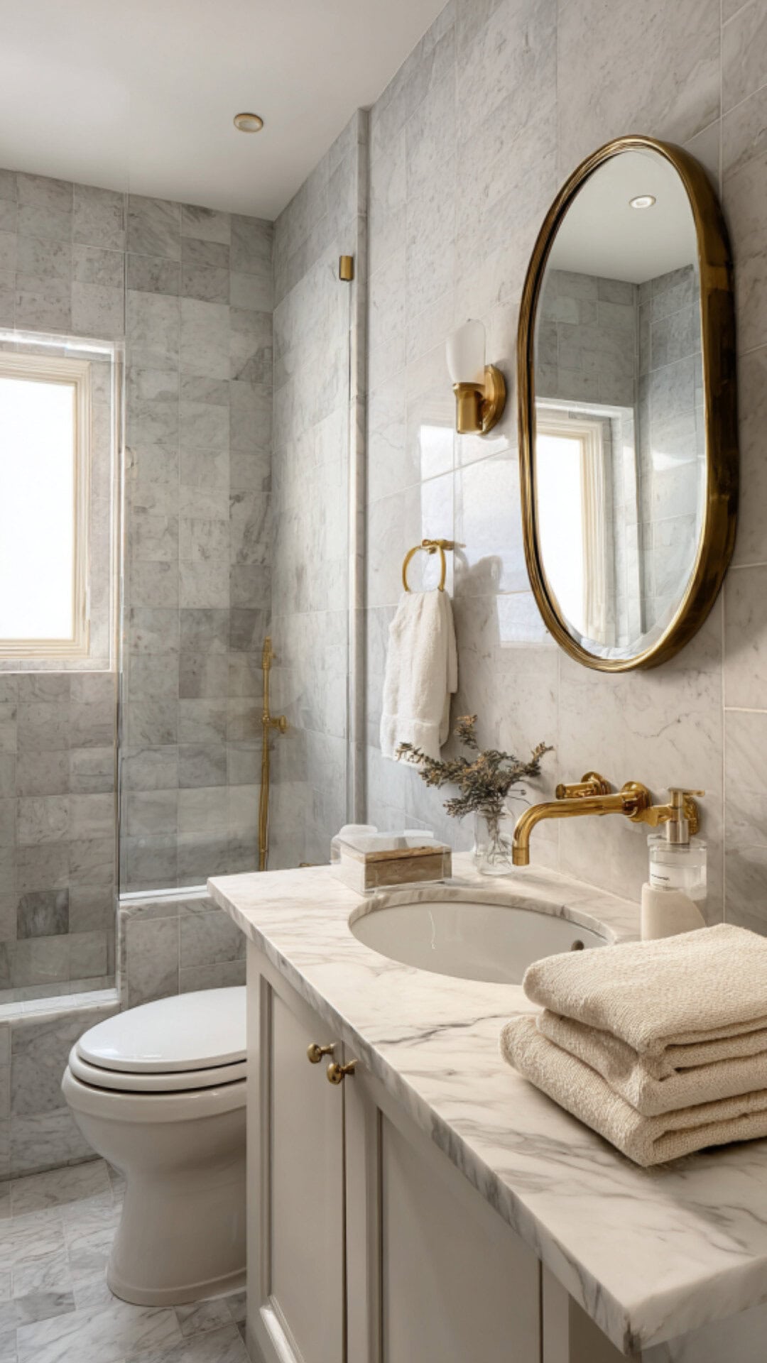 Elegant Small Bathroom with Marble Finishes