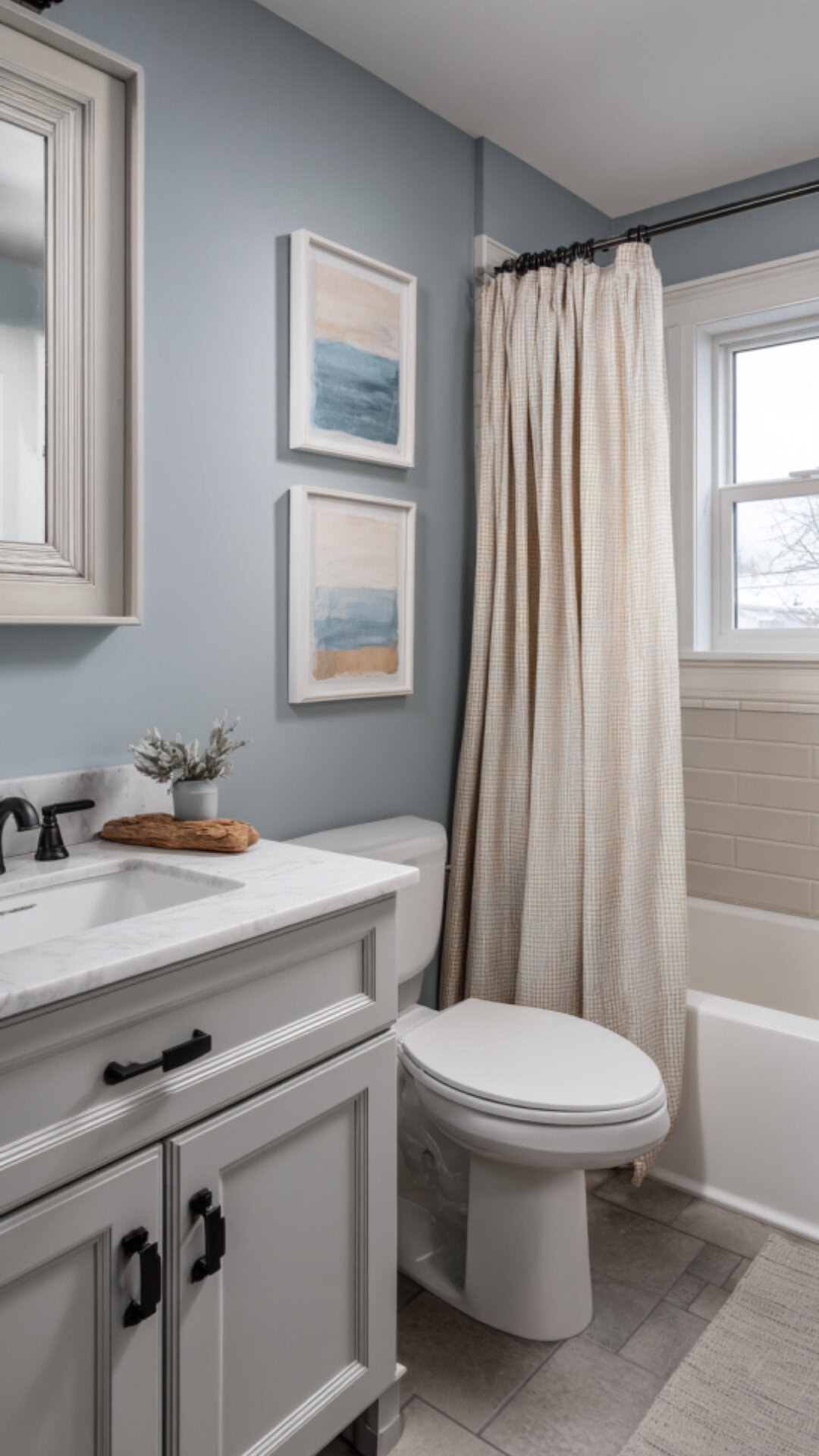 Blue Guest Bathroom with a Calm Feel