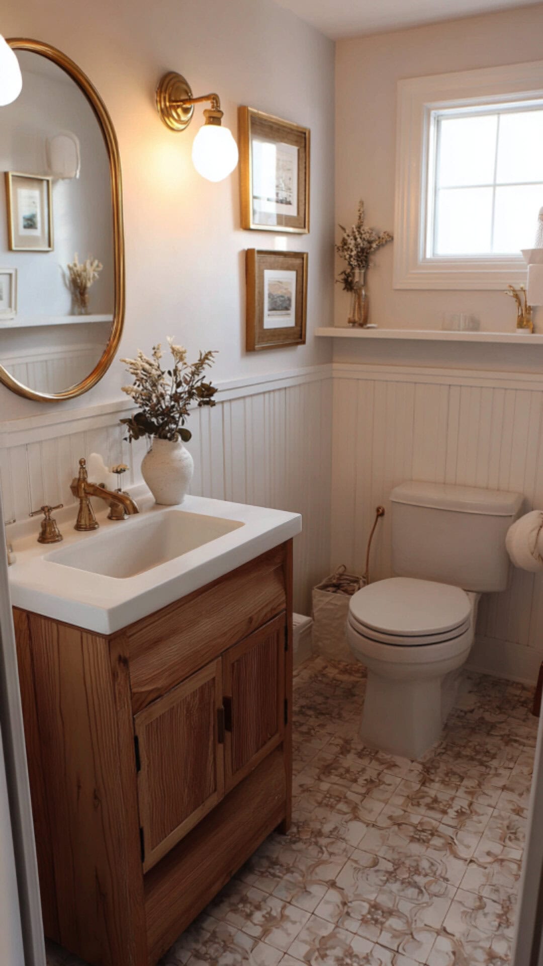 Half Bathroom with Board and Batten Paneling