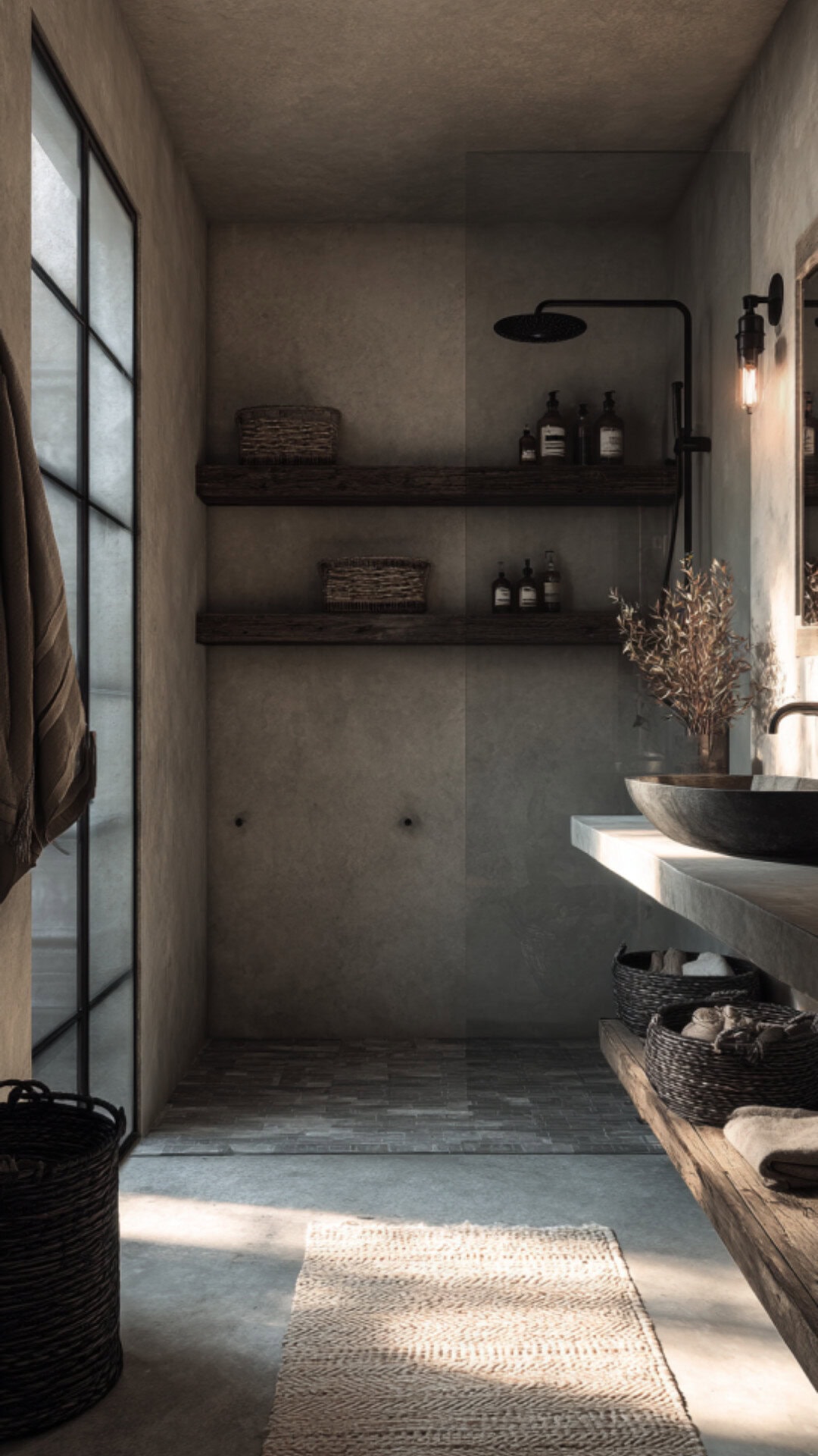 Boho Bathroom Featuring Black Fixtures
