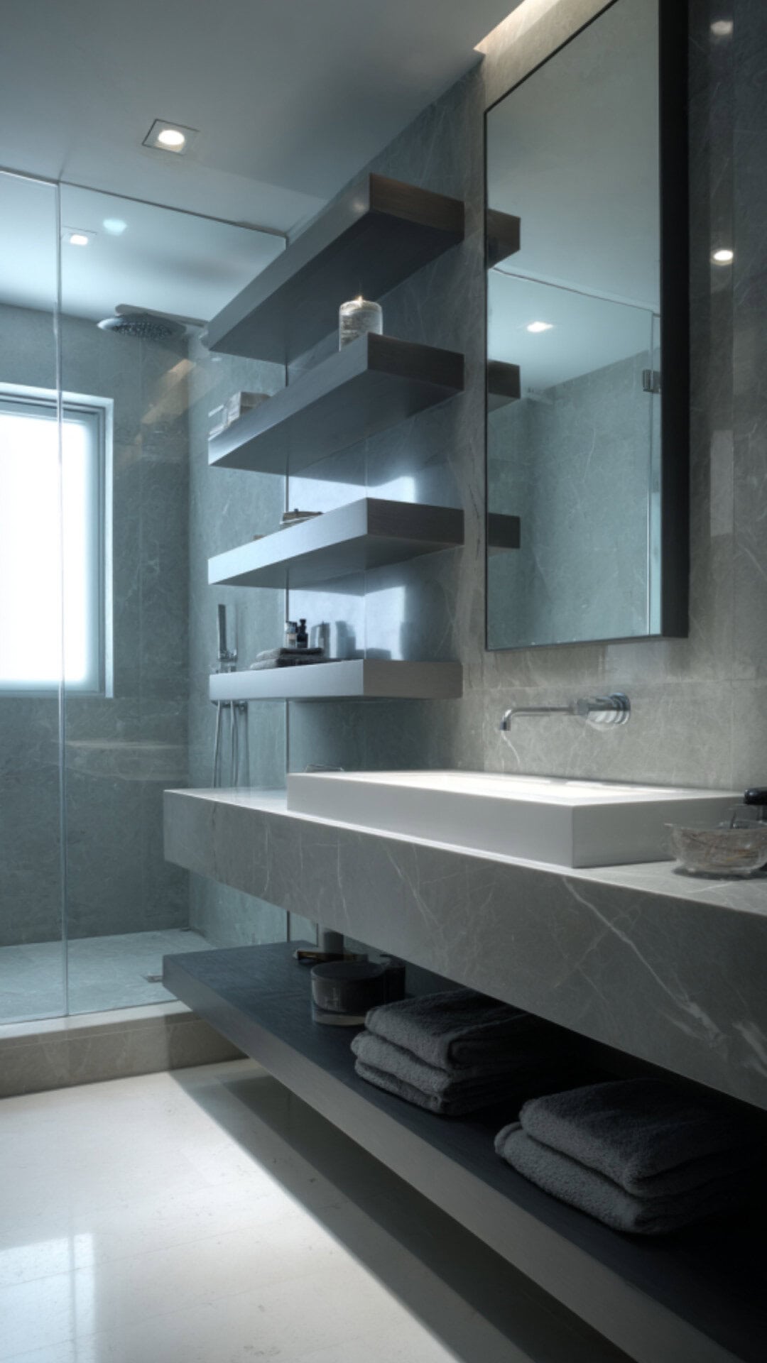 Modern Bathroom Shelving Idea