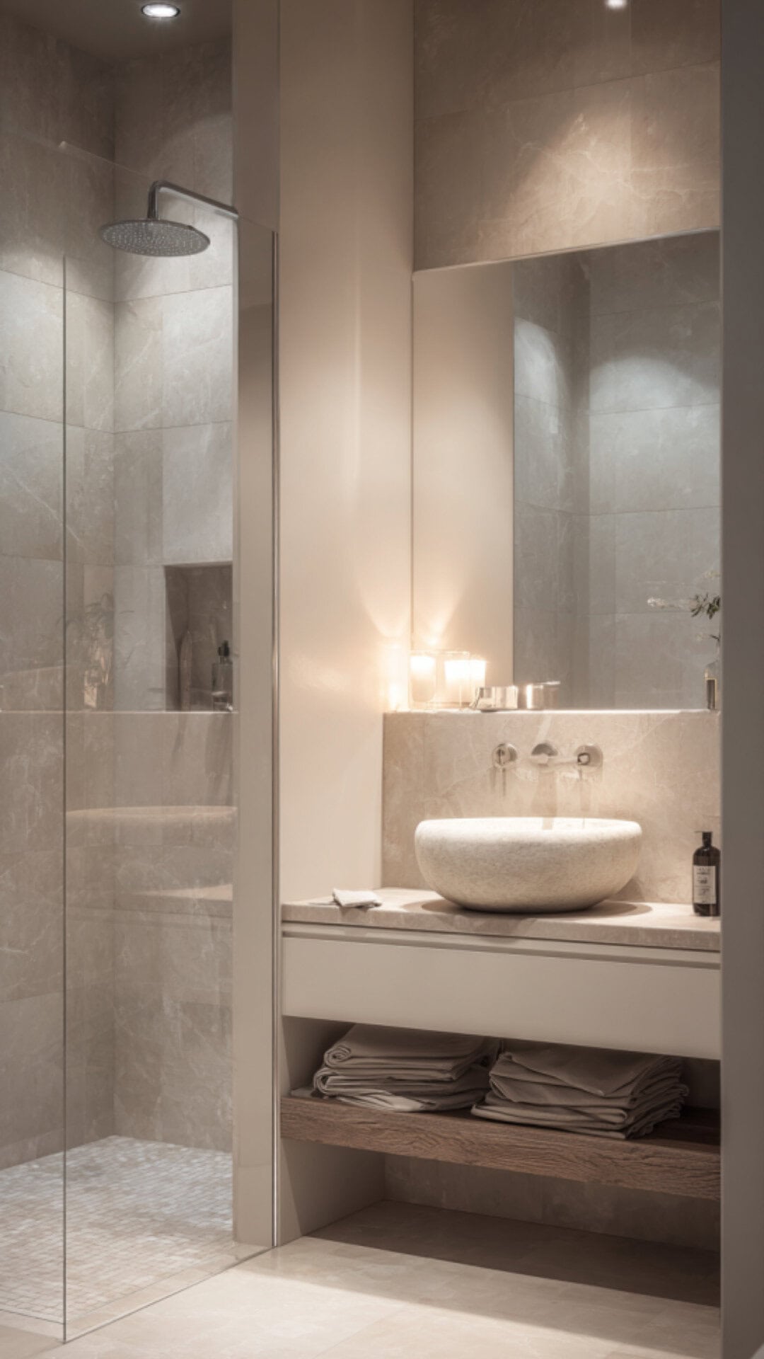 Beige and White Bathroom with Earthy Warmth